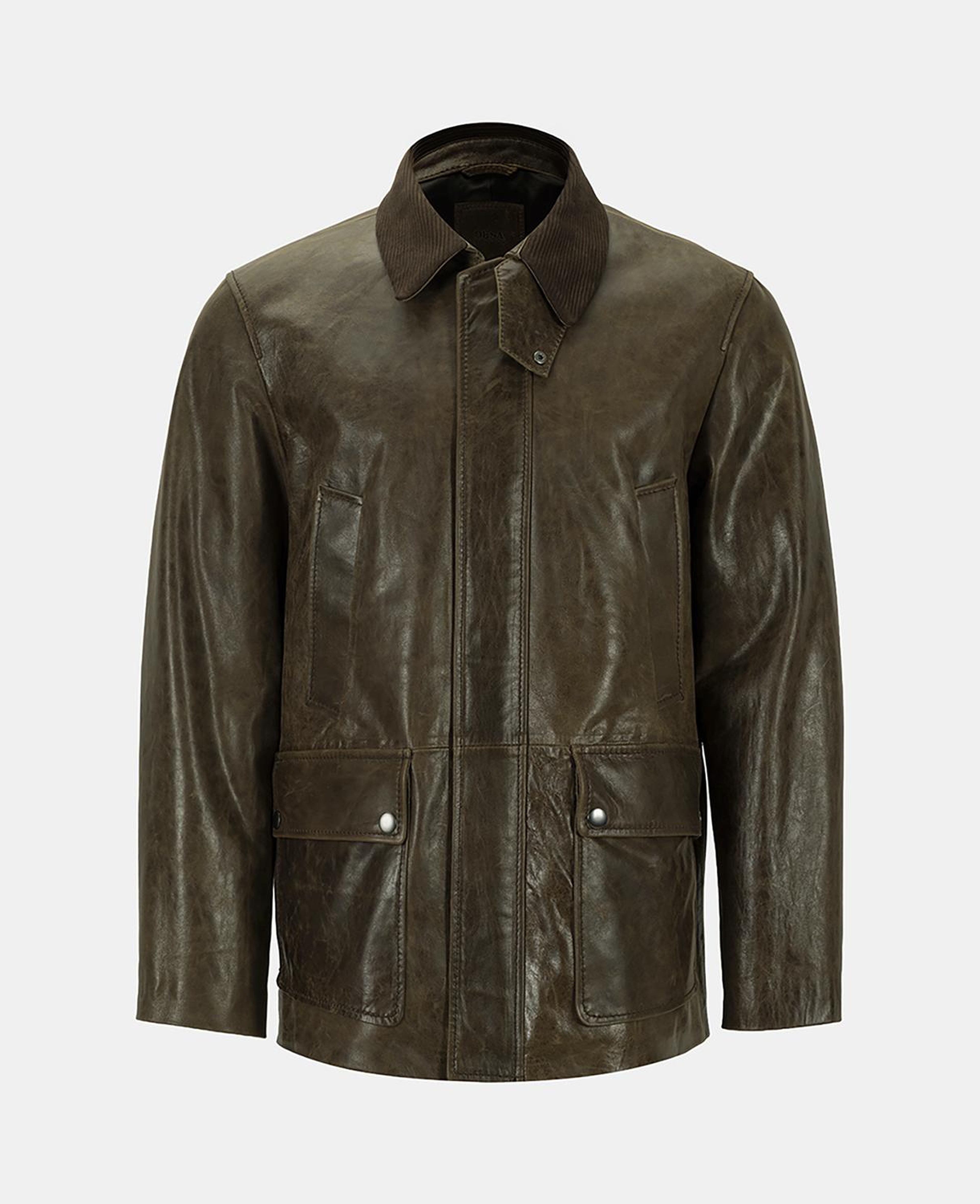 DESA Erkek Koyu Yeşil Gömlek Yakalı Deri Mont