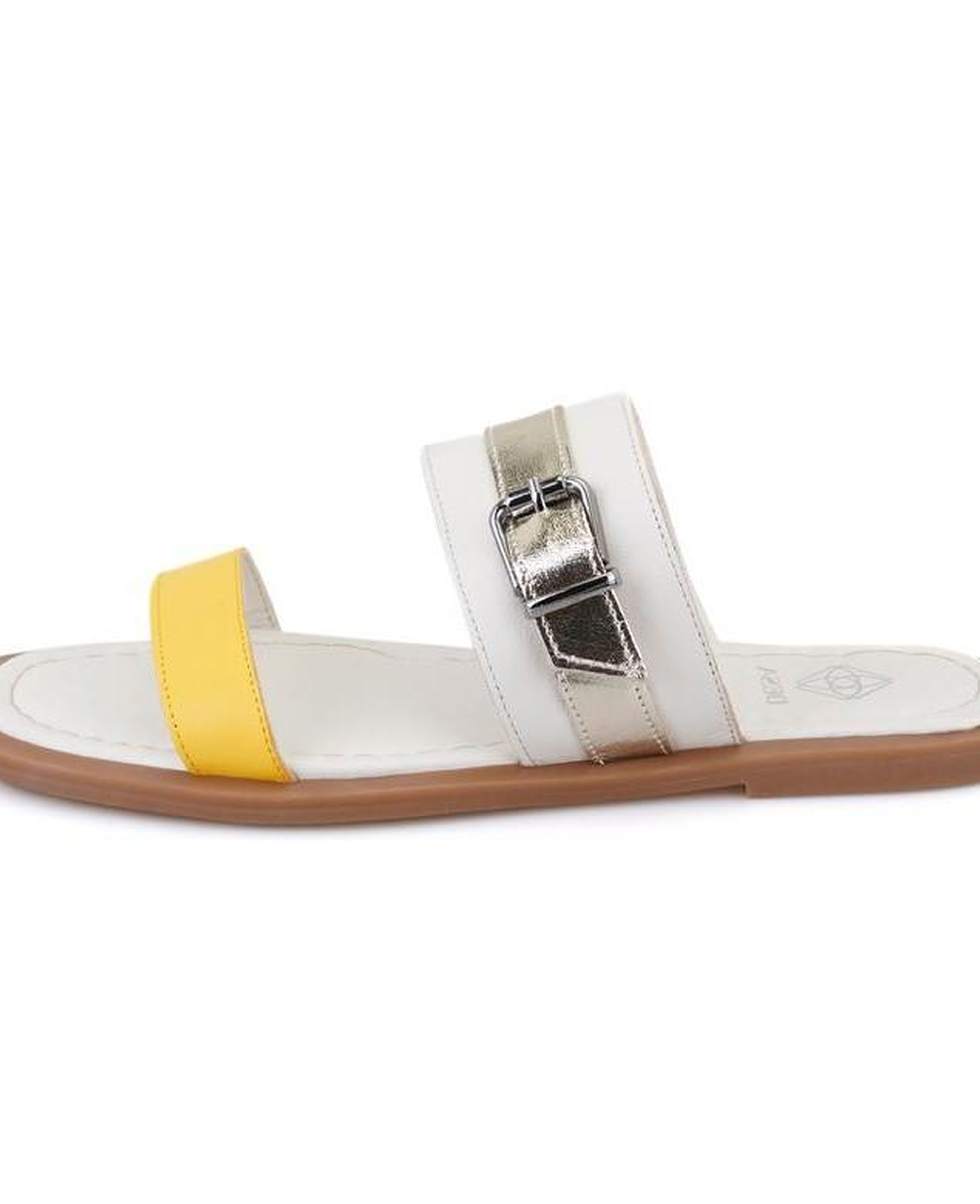 Kadın Beyaz Ayarlanabilir Tokalı Deri Terlik