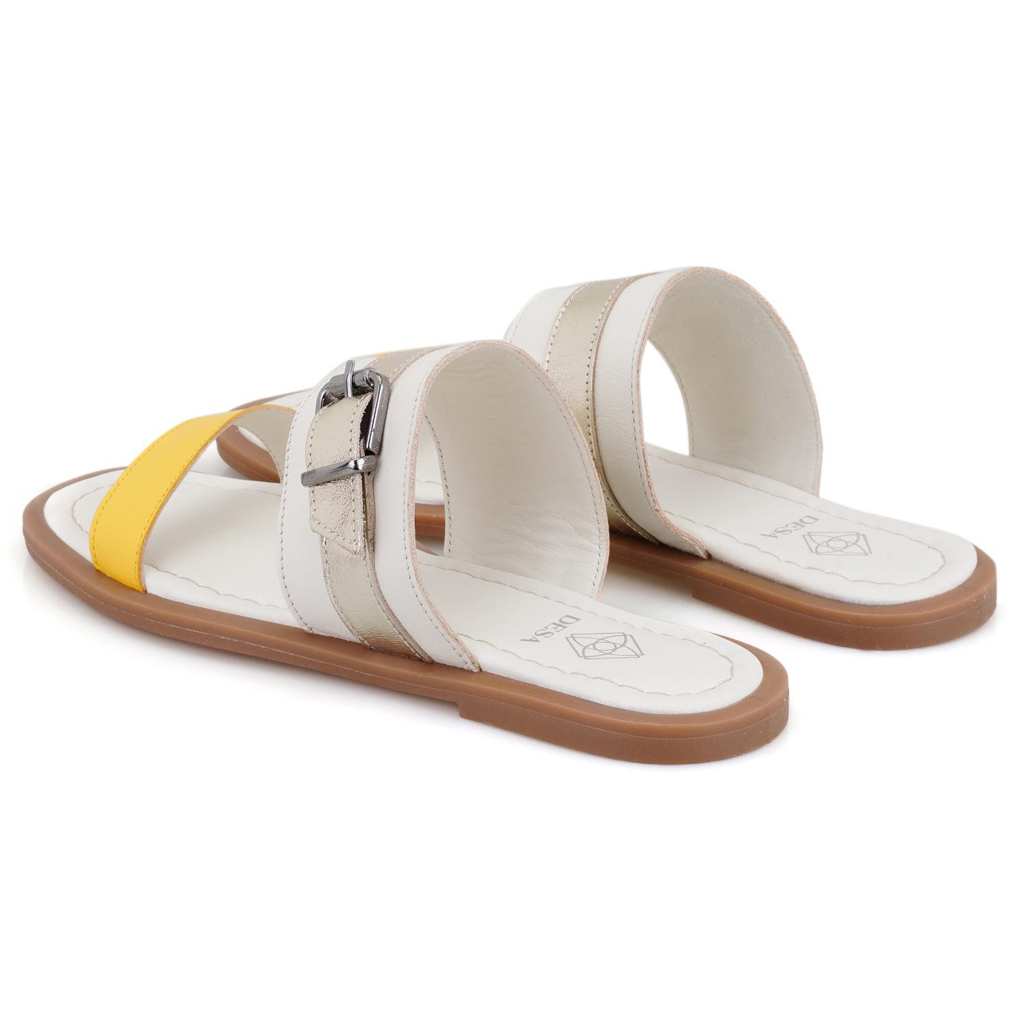 Kadın Beyaz Ayarlanabilir Tokalı Deri Terlik