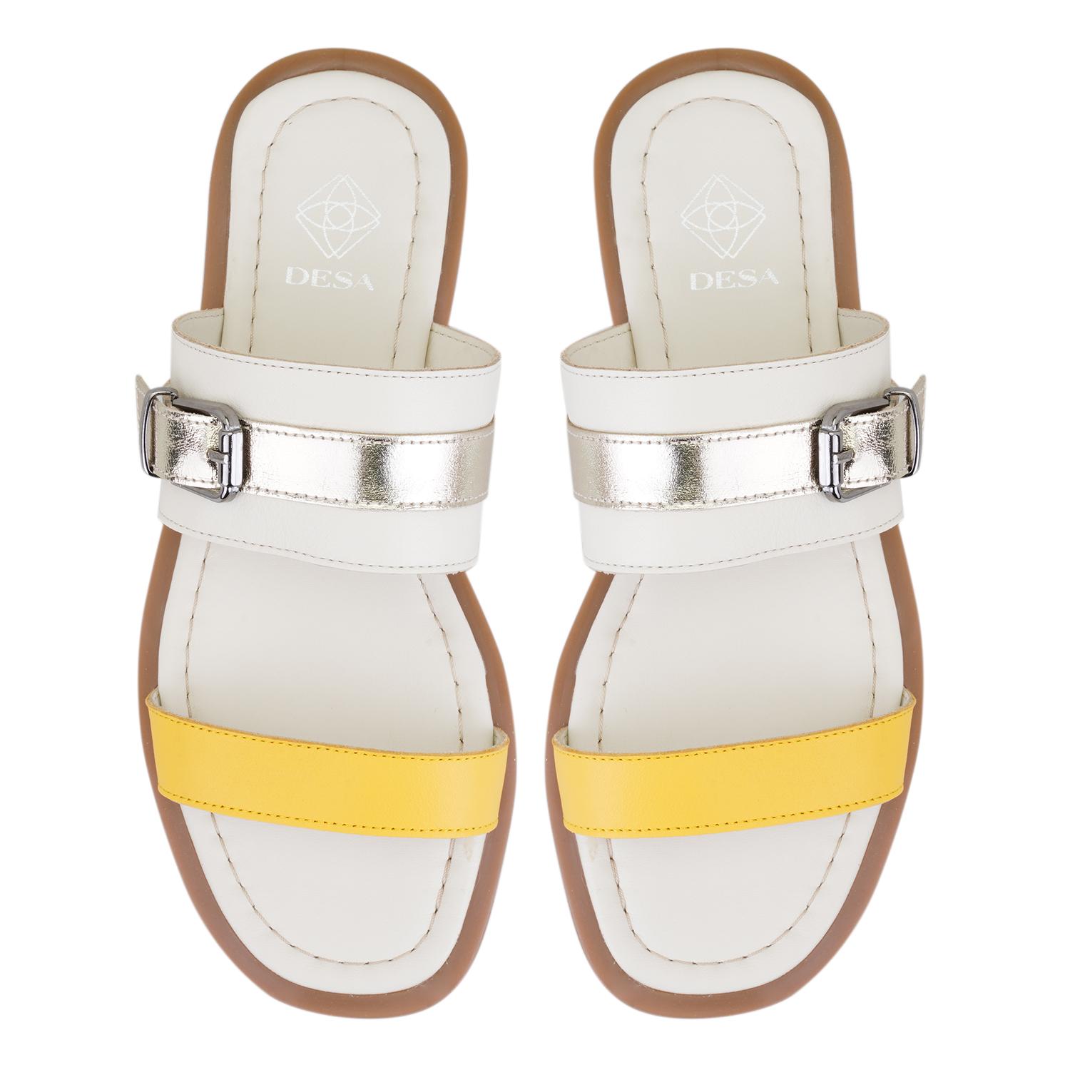 Kadın Beyaz Ayarlanabilir Tokalı Deri Terlik