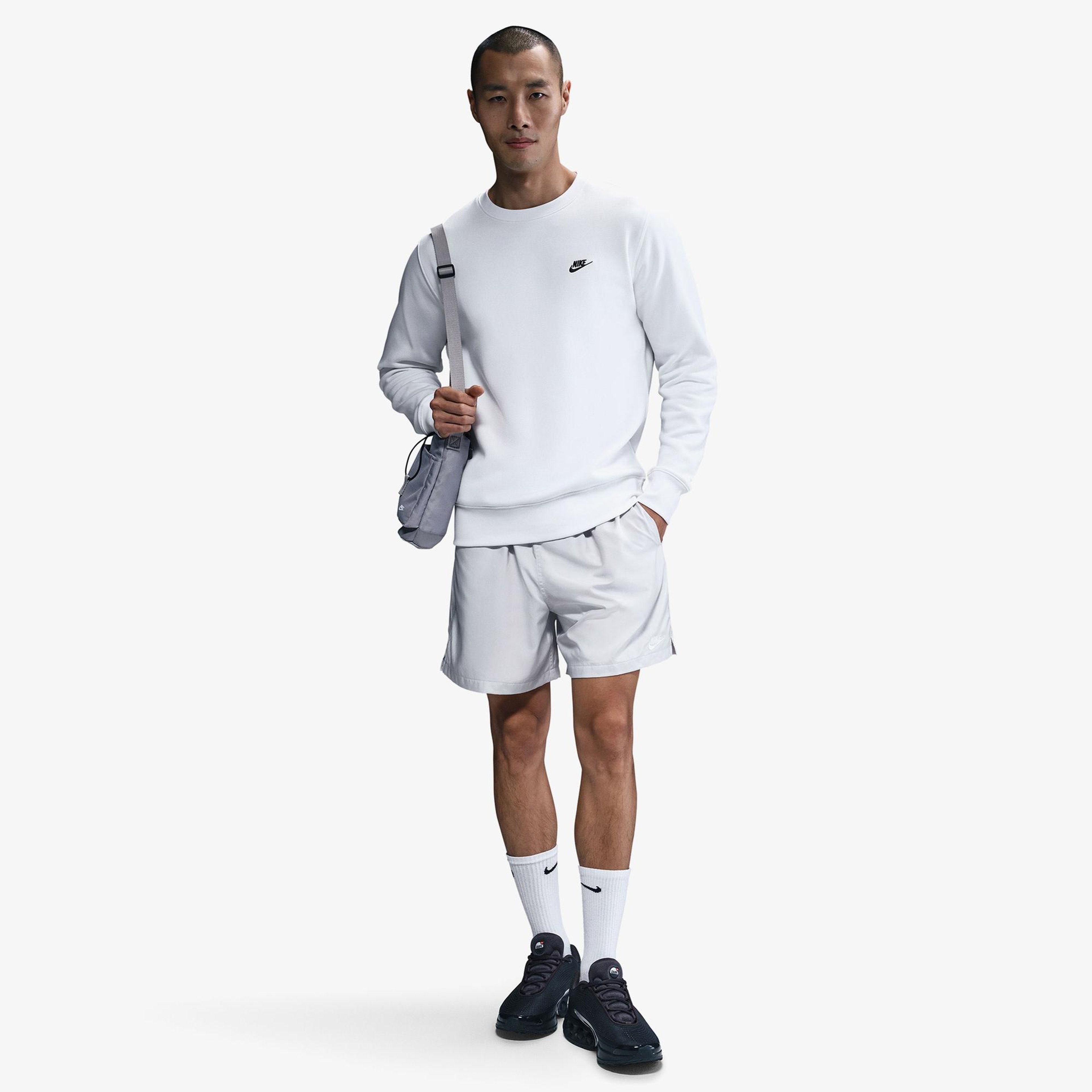 Nike Club Fleece Crew Erkek Beyaz Sweatshirt