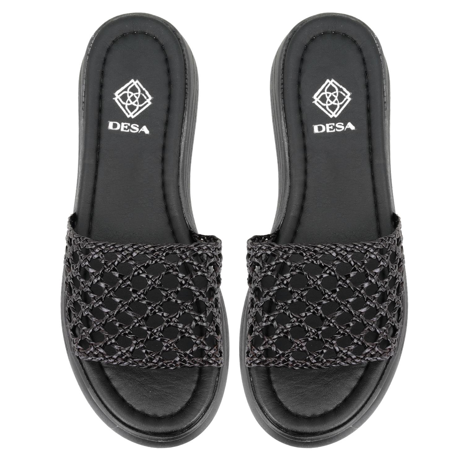 Kadın Siyah File Örgülü Terlik