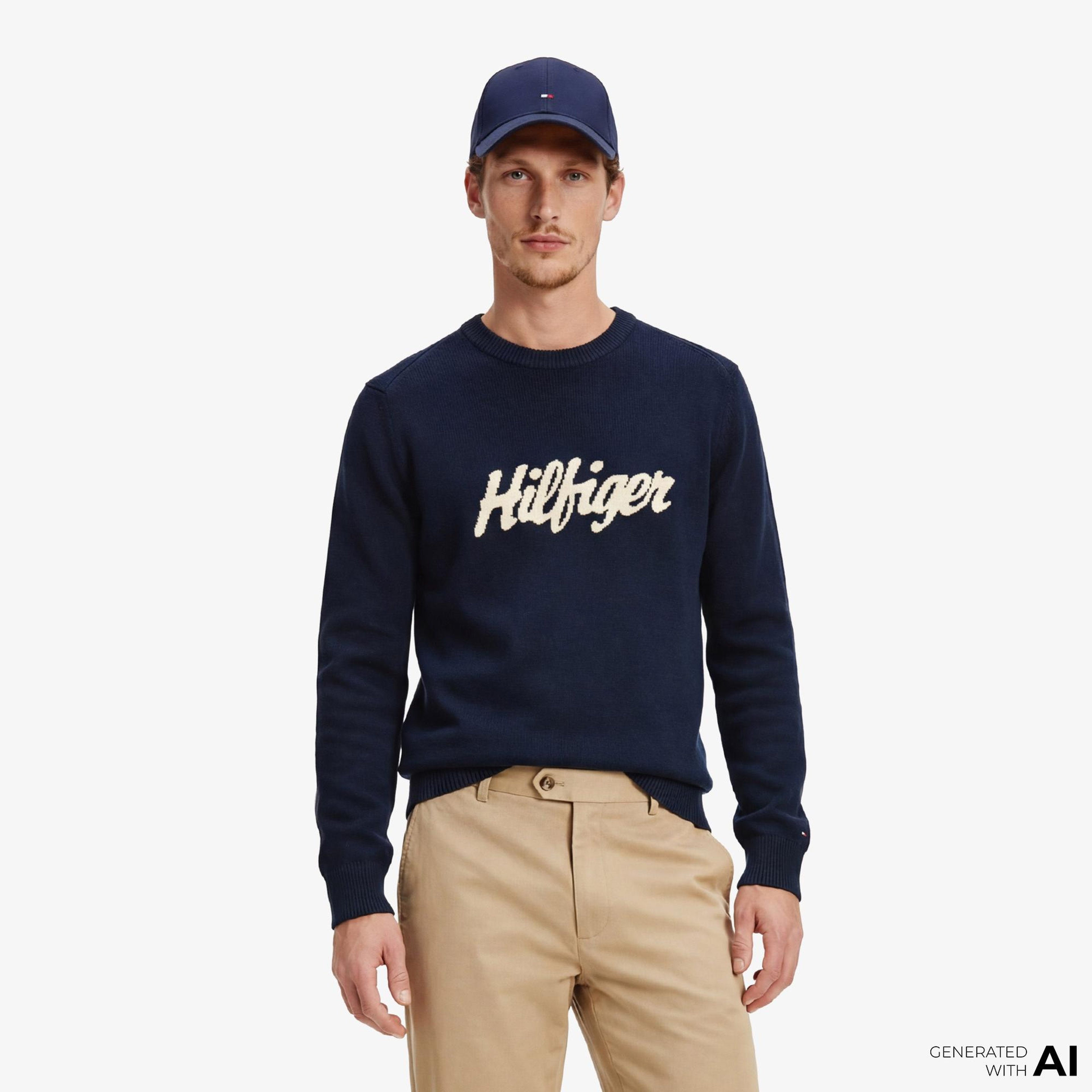 Tommy Hilfiger Seasonal Graphic Erkek Lacivert Triko