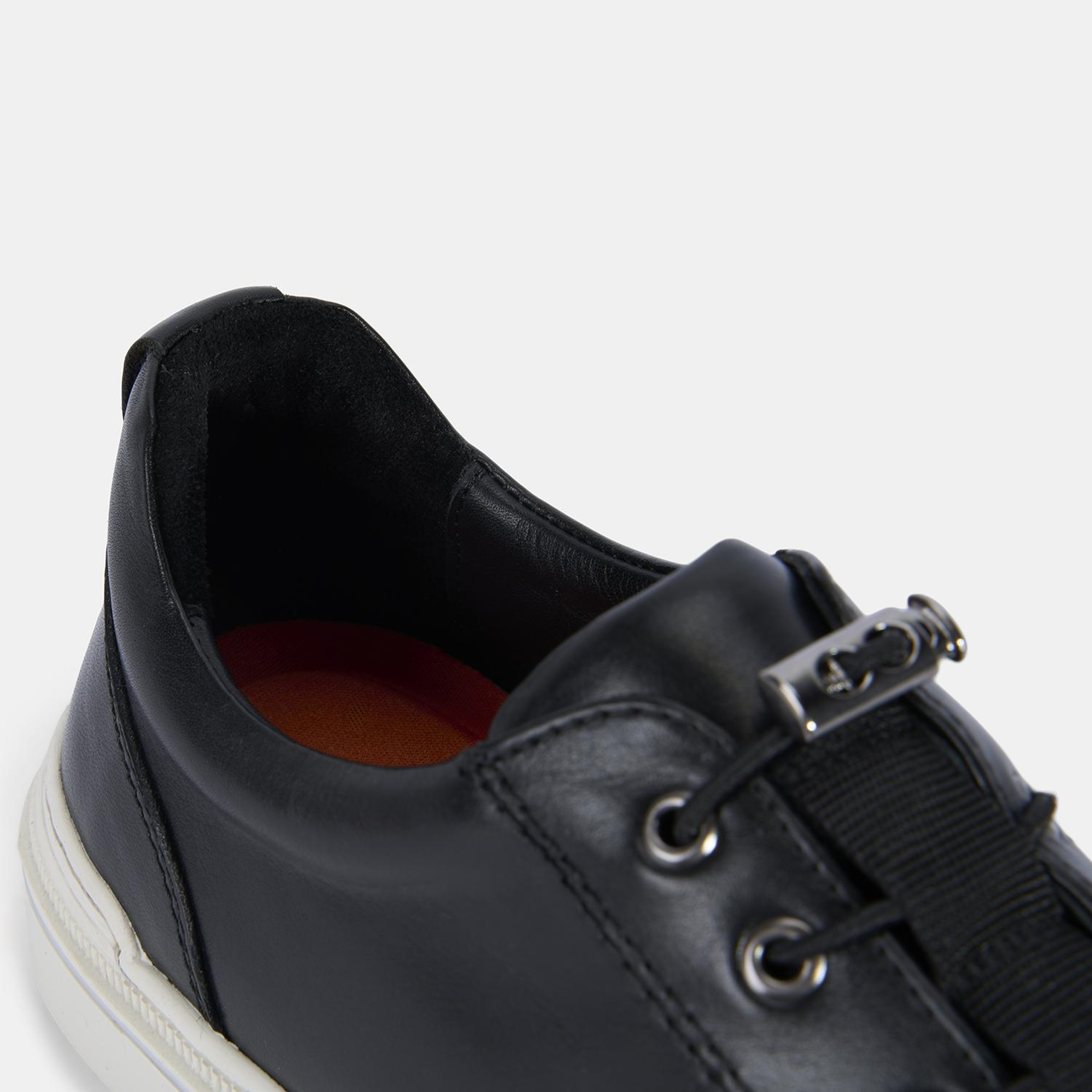 Erkek Siyah Lastik Bağcıklı Deri Sneaker