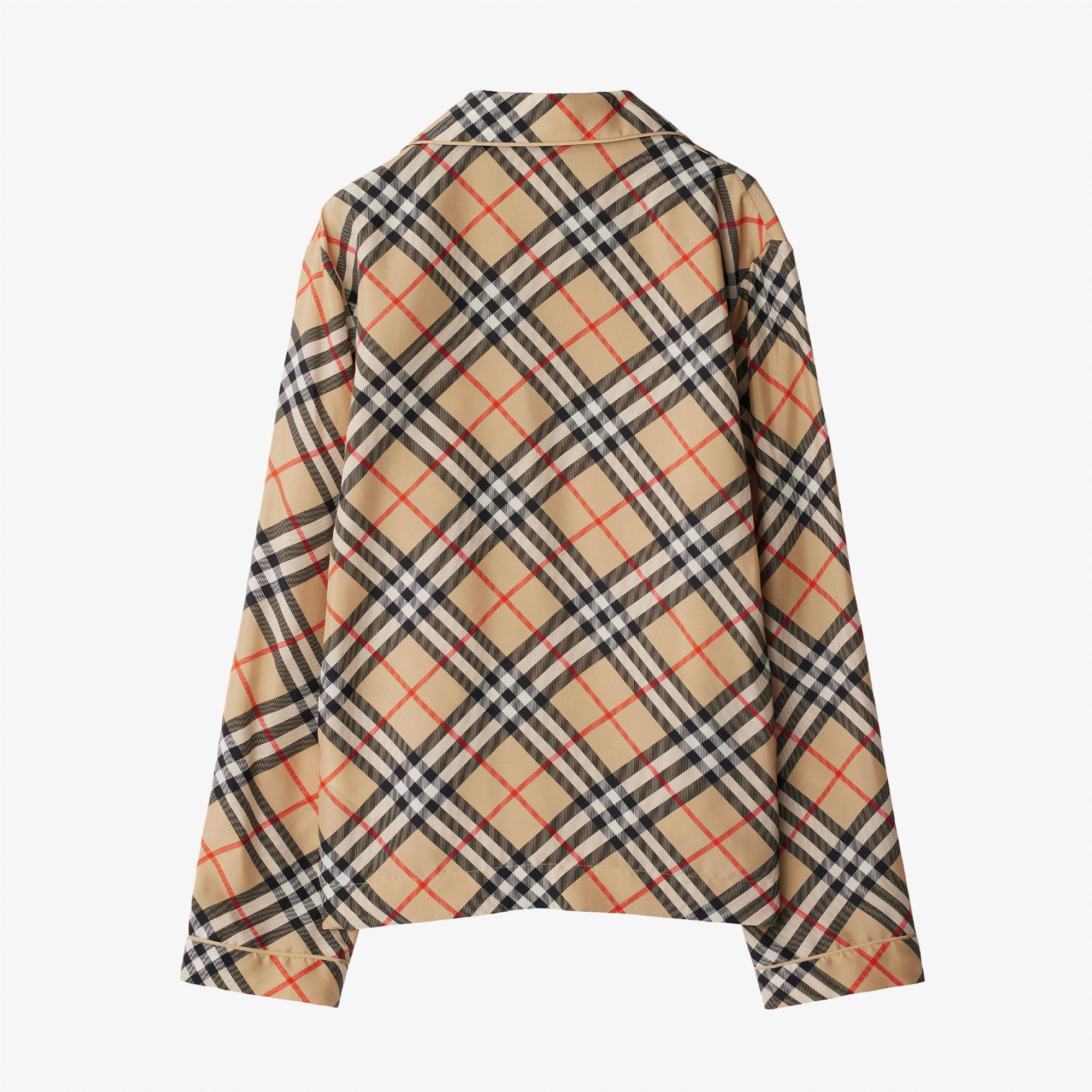 Burberry Check İpek Kadın Bej Gömlek