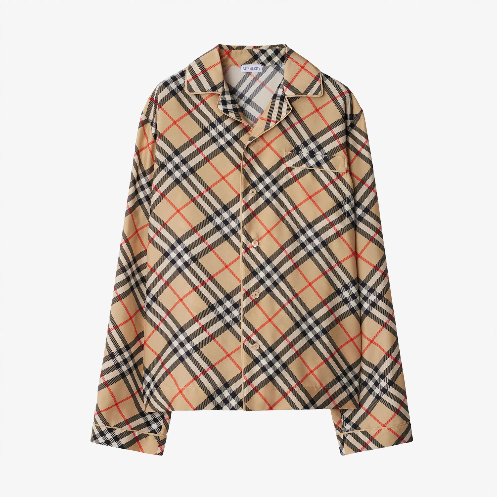 Burberry Check İpek Kadın Bej Gömlek