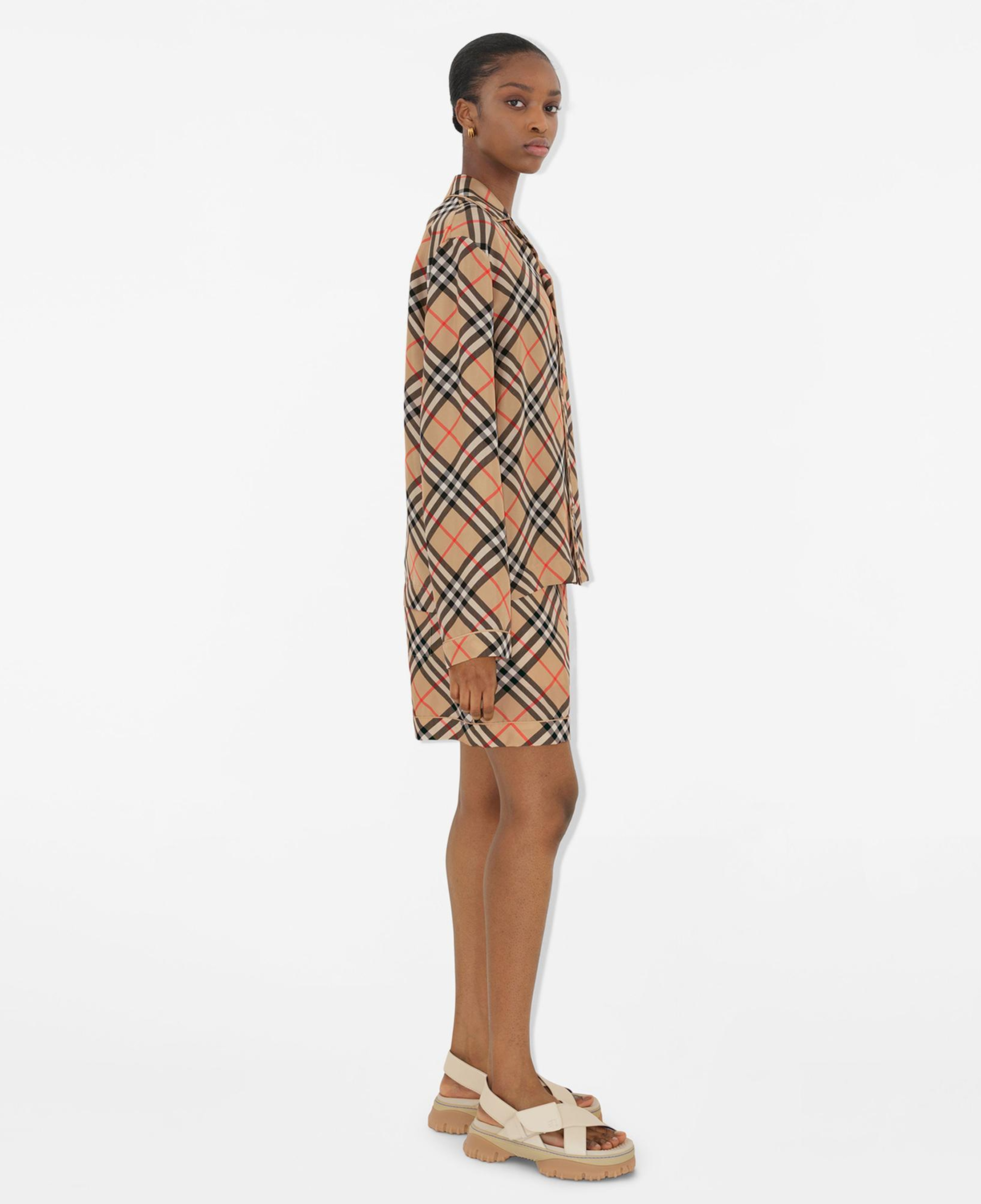 Burberry Check İpek Kadın Bej Gömlek