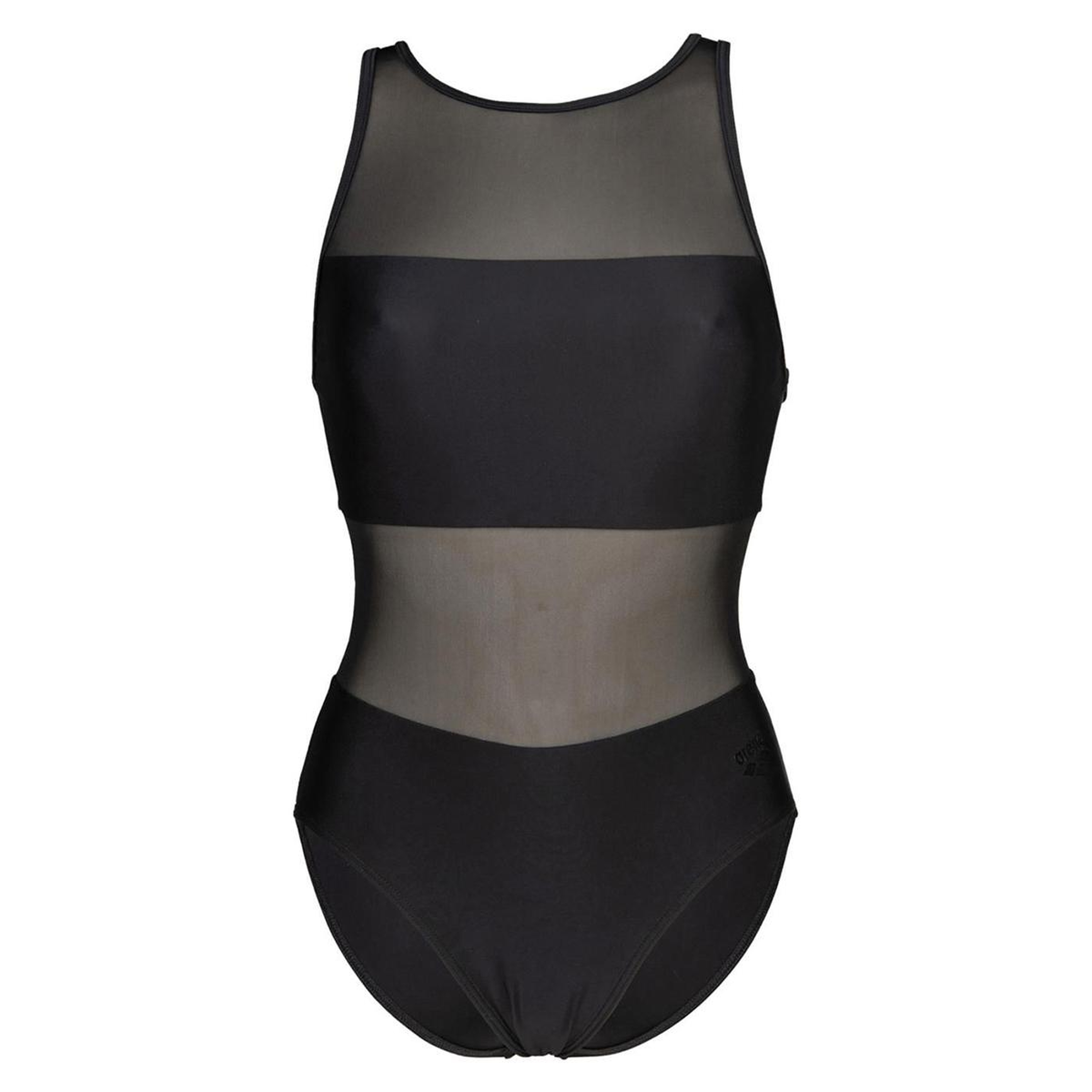 Mesh Panels Swimsuit Vent Kadın Siyah Yüzücü Mayosu 006658500
