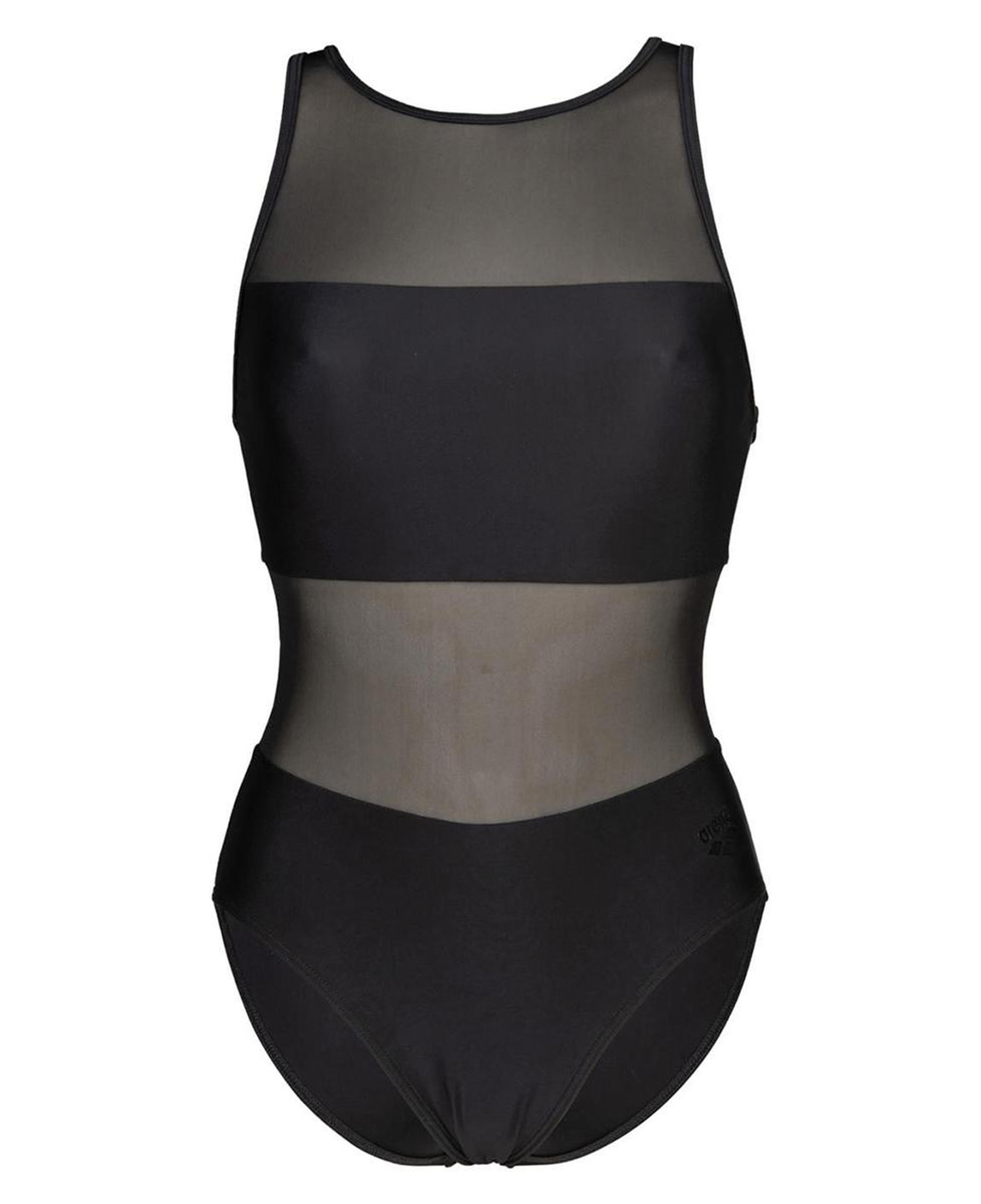 Mesh Panels Swimsuit Vent Kadın Siyah Yüzücü Mayosu 006658500