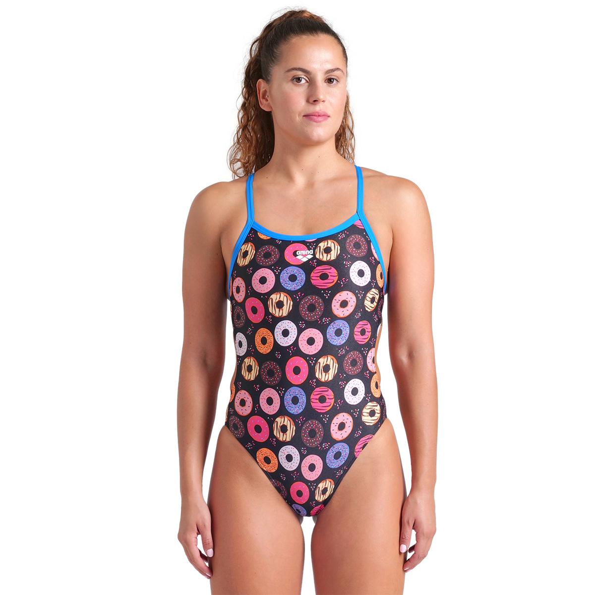 Donuts Swimsuit Challenge Back Kadın Siyah Yüzücü Mayosu 009461590