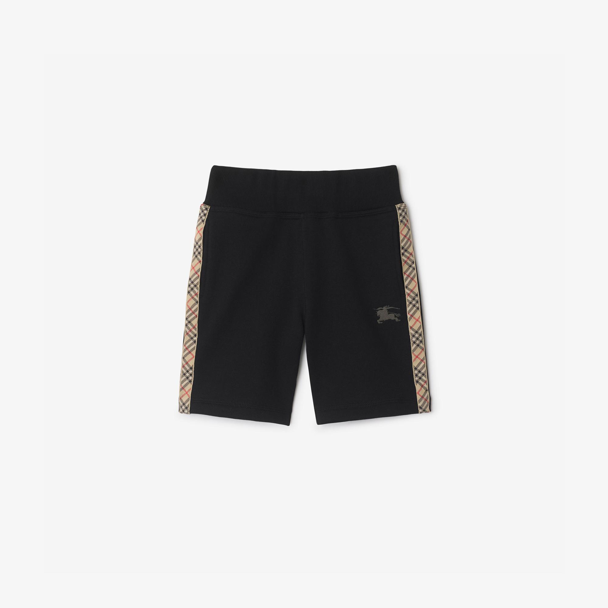 Burberry Benny Tape Check Trim Cotton Çocuk Siyah Şort