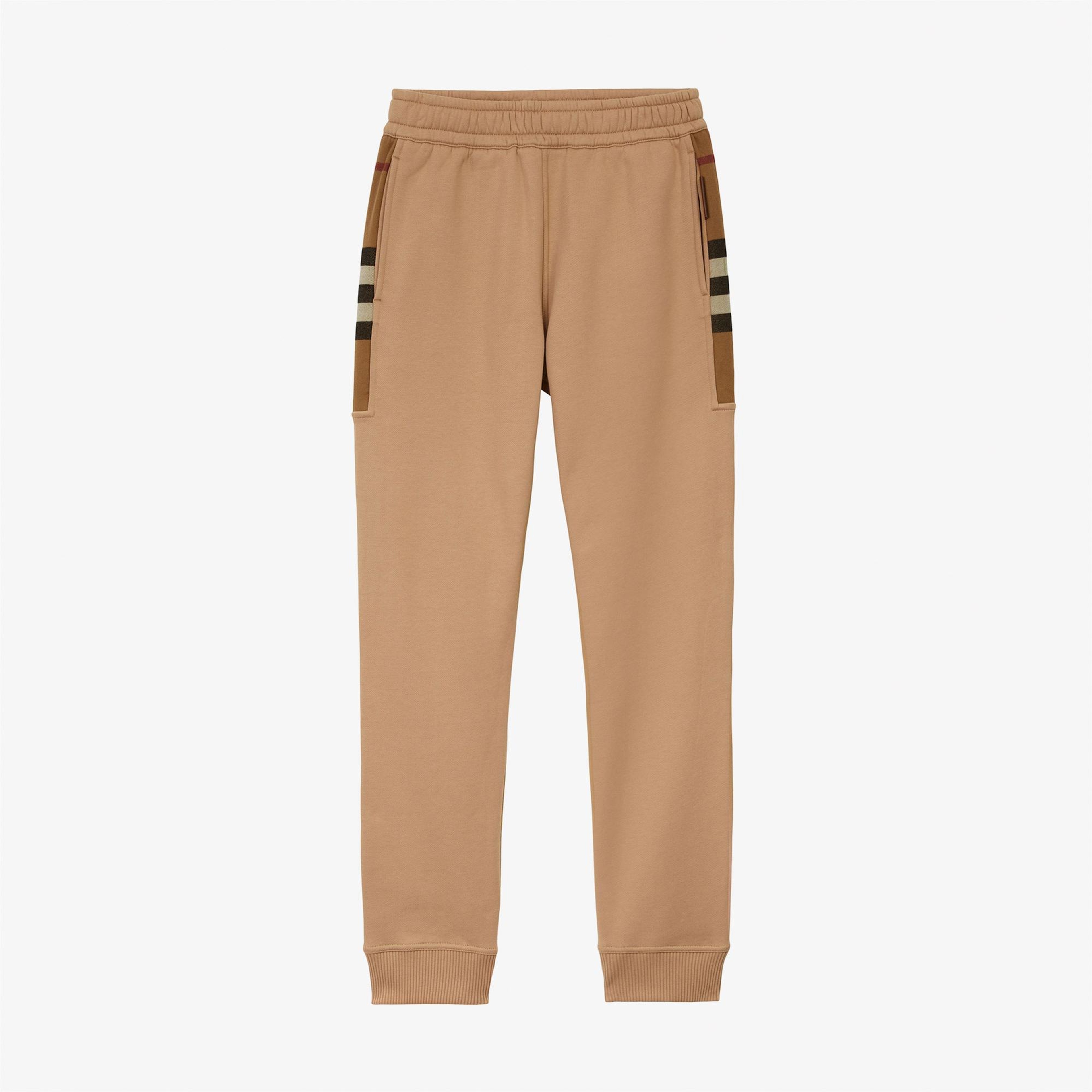 Burberry Check Panel Pamuk Karışımlı Erkek Bej Pantolon