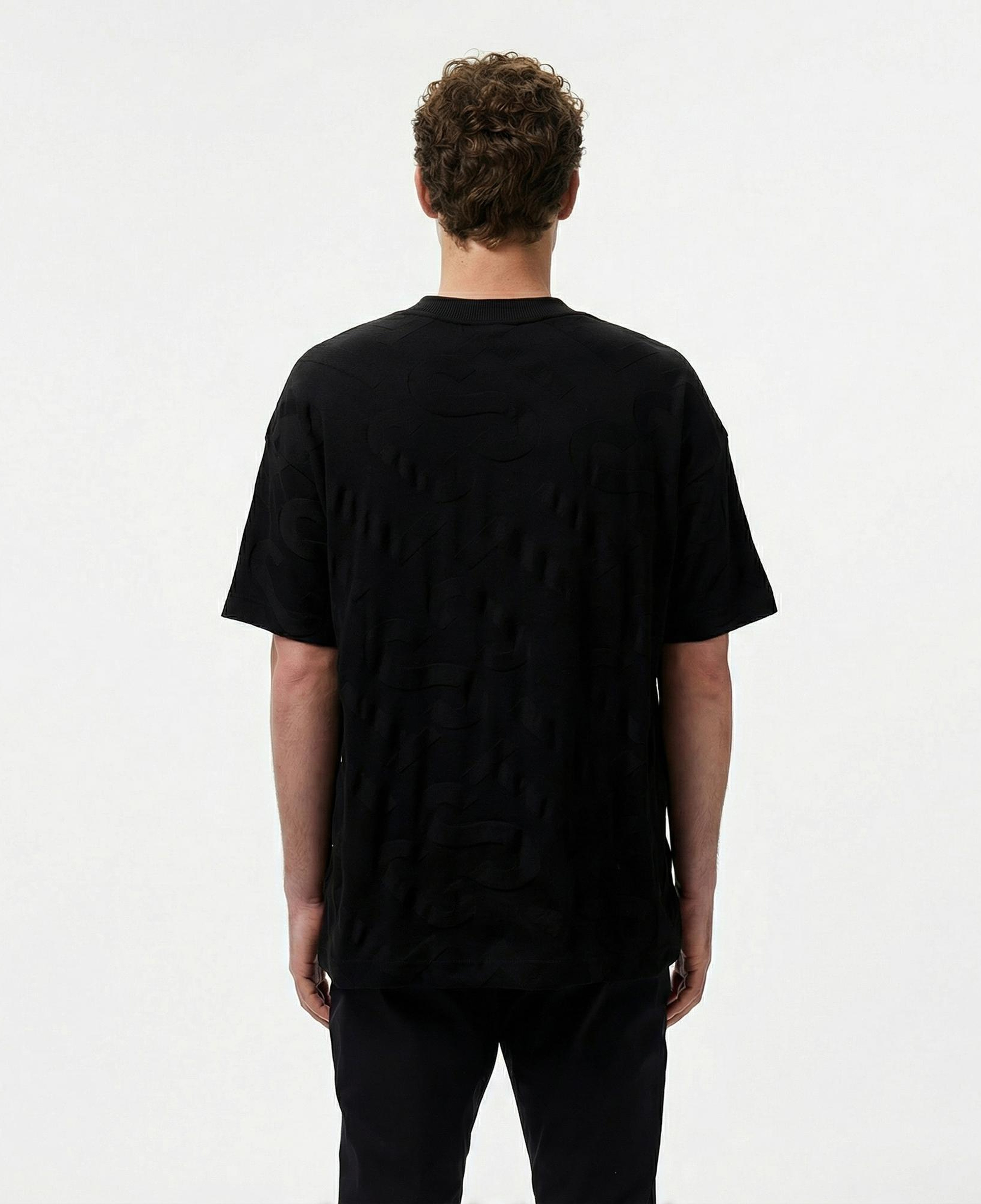 Lacoste Erkek Bisiklet Yaka Desenli Siyah T-Shirt