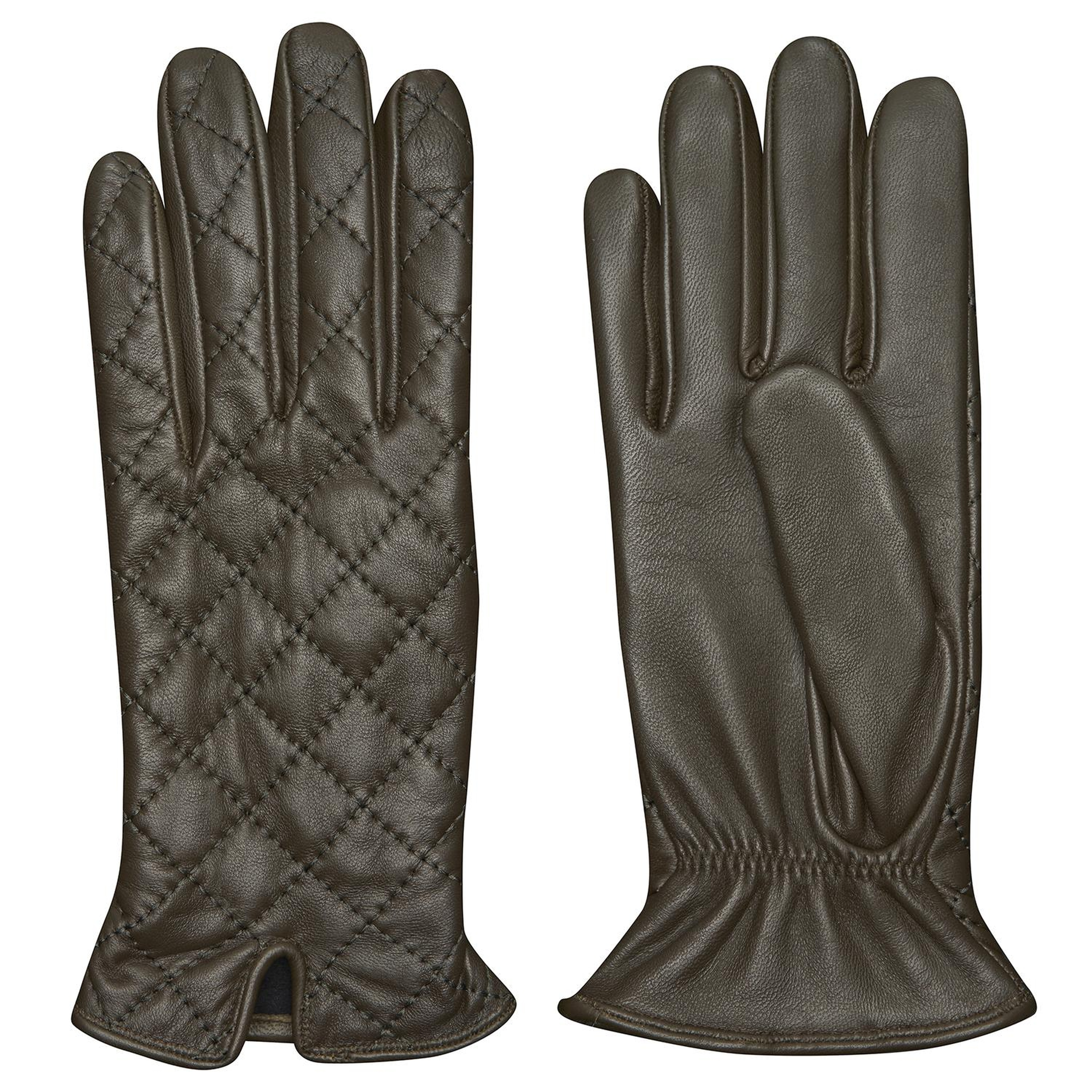 Haki Kadın Kapitone Deri Eldiven