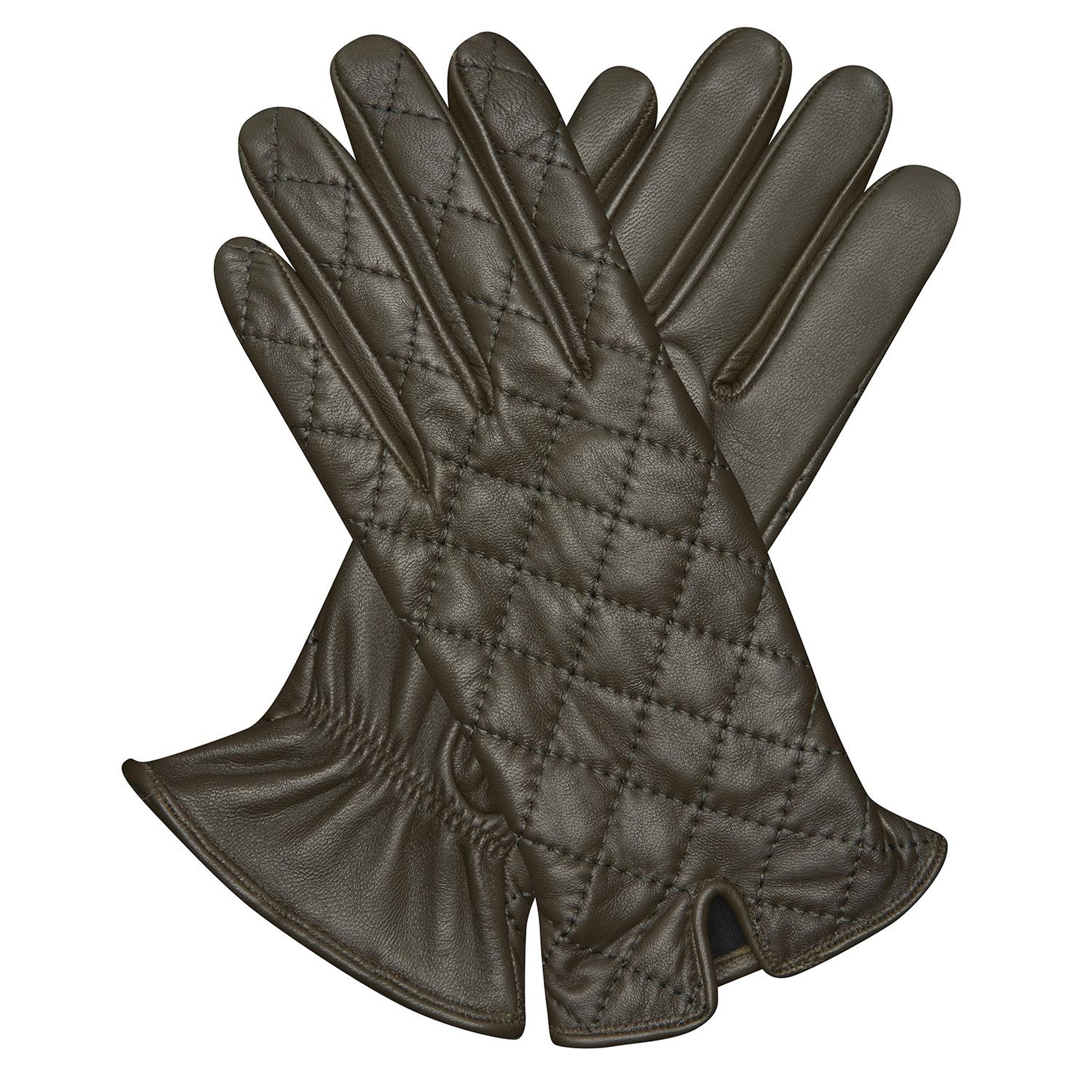 Haki Kadın Kapitone Deri Eldiven