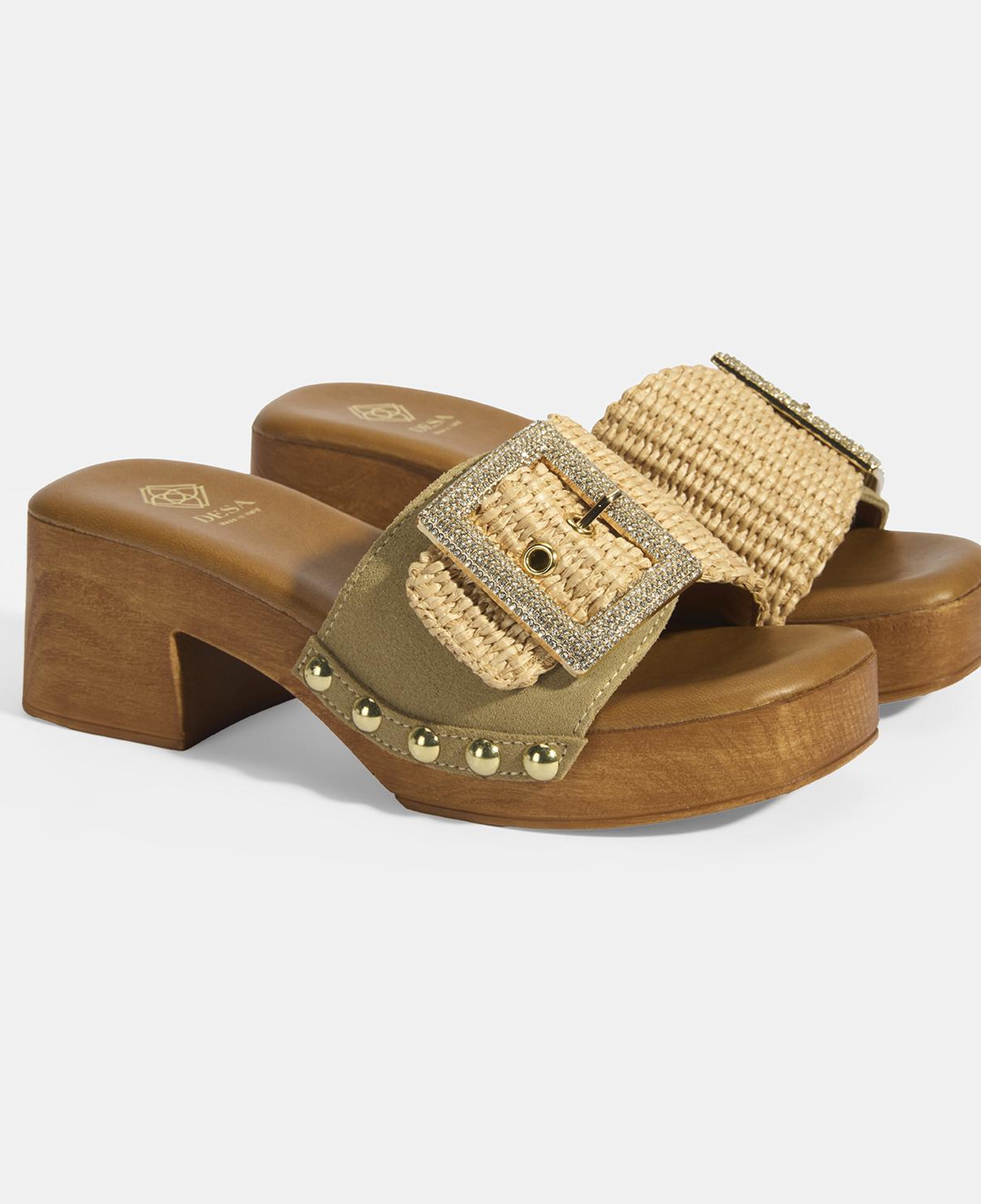 Kadın Bej Ayarlanabilir Toka Detaylı Topuklu Terlik