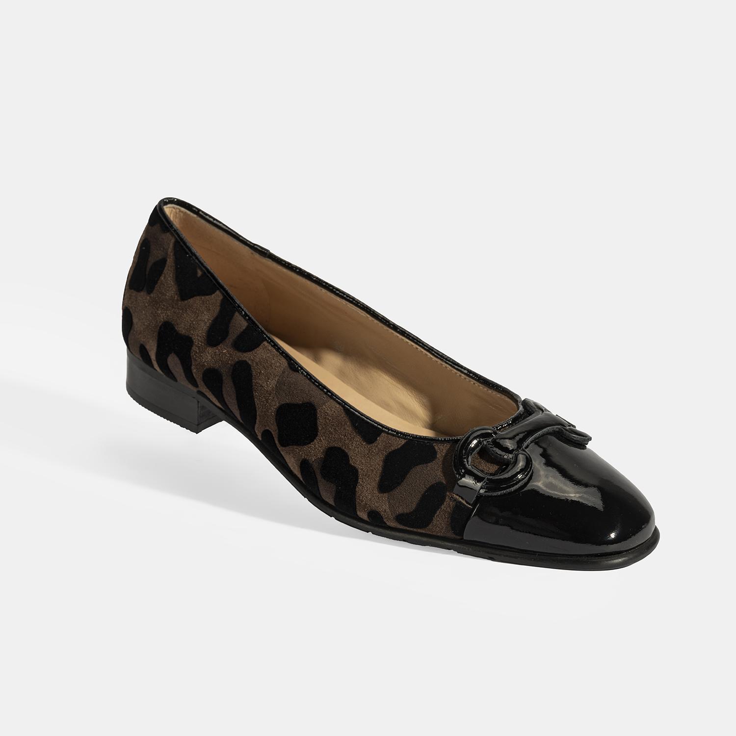 Luca Grossi Kadın Kahve Leopar Toka Detaylı Süet Babet