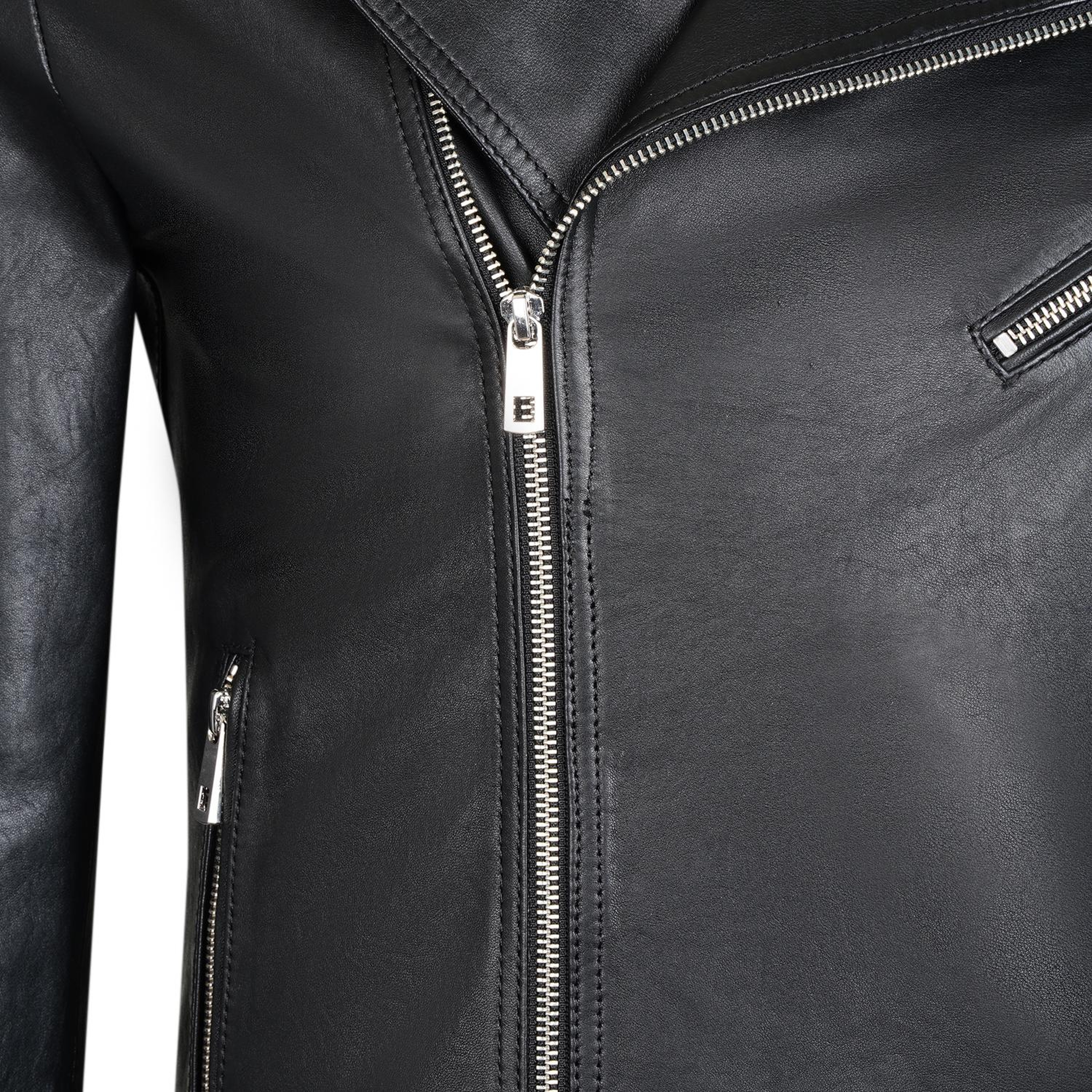 Santo Siyah Erkek Deri Biker Ceket