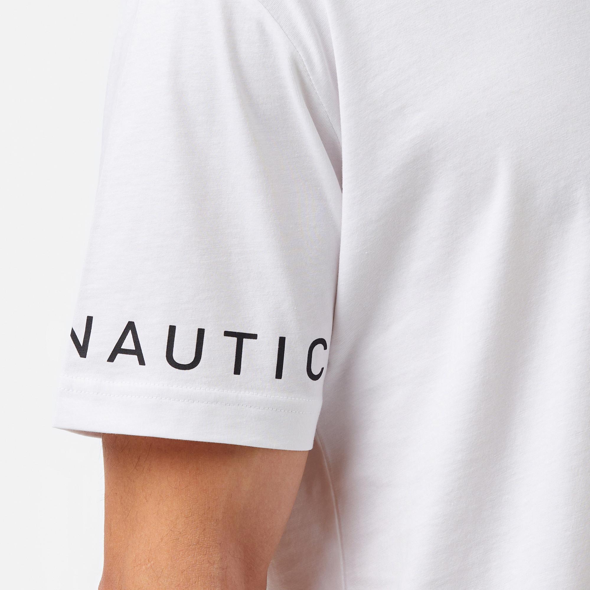 Nautica Erkek Beyaz Oversize Fit Baskılı T-Shirt