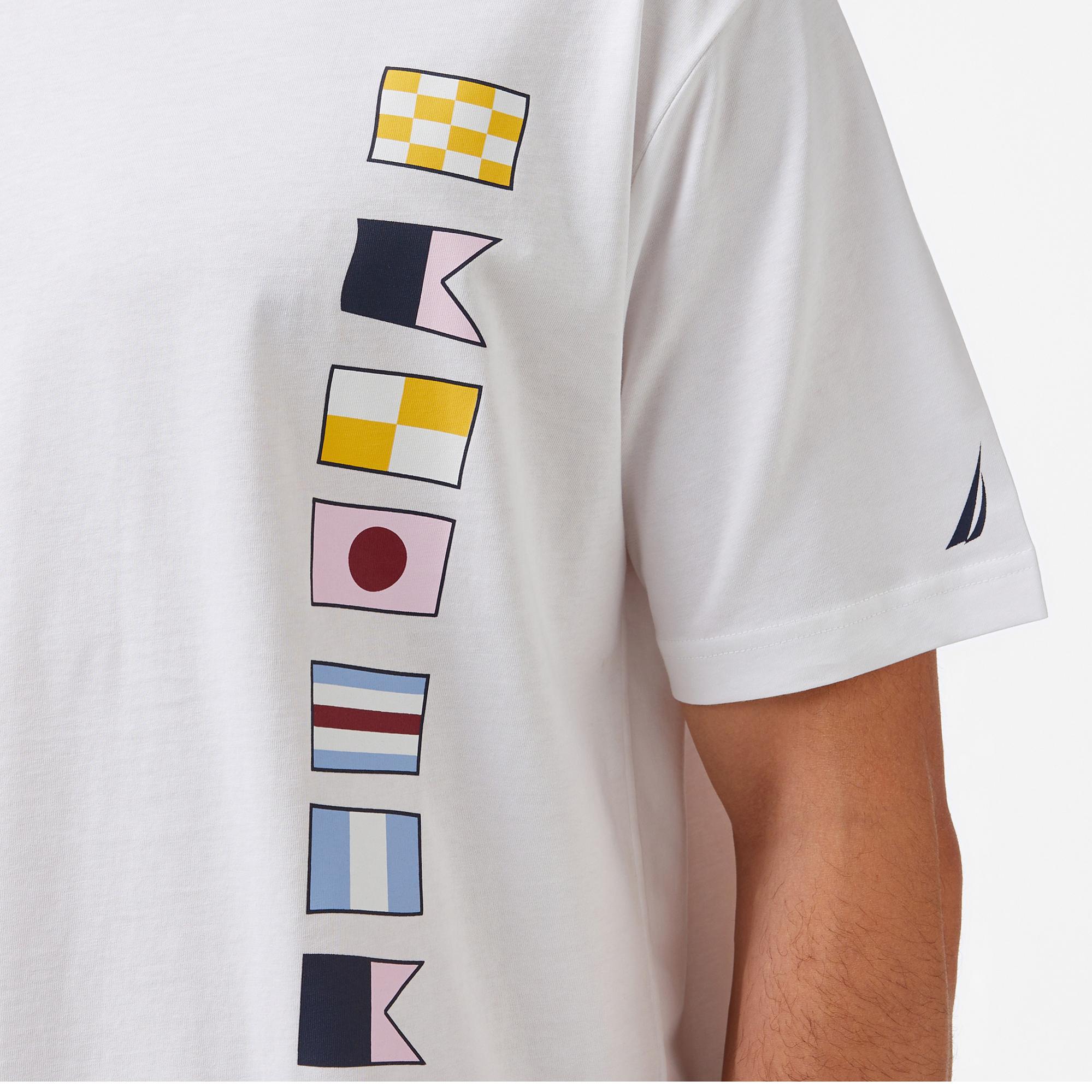 Nautica Erkek Beyaz Oversize Fit Baskılı T-Shirt