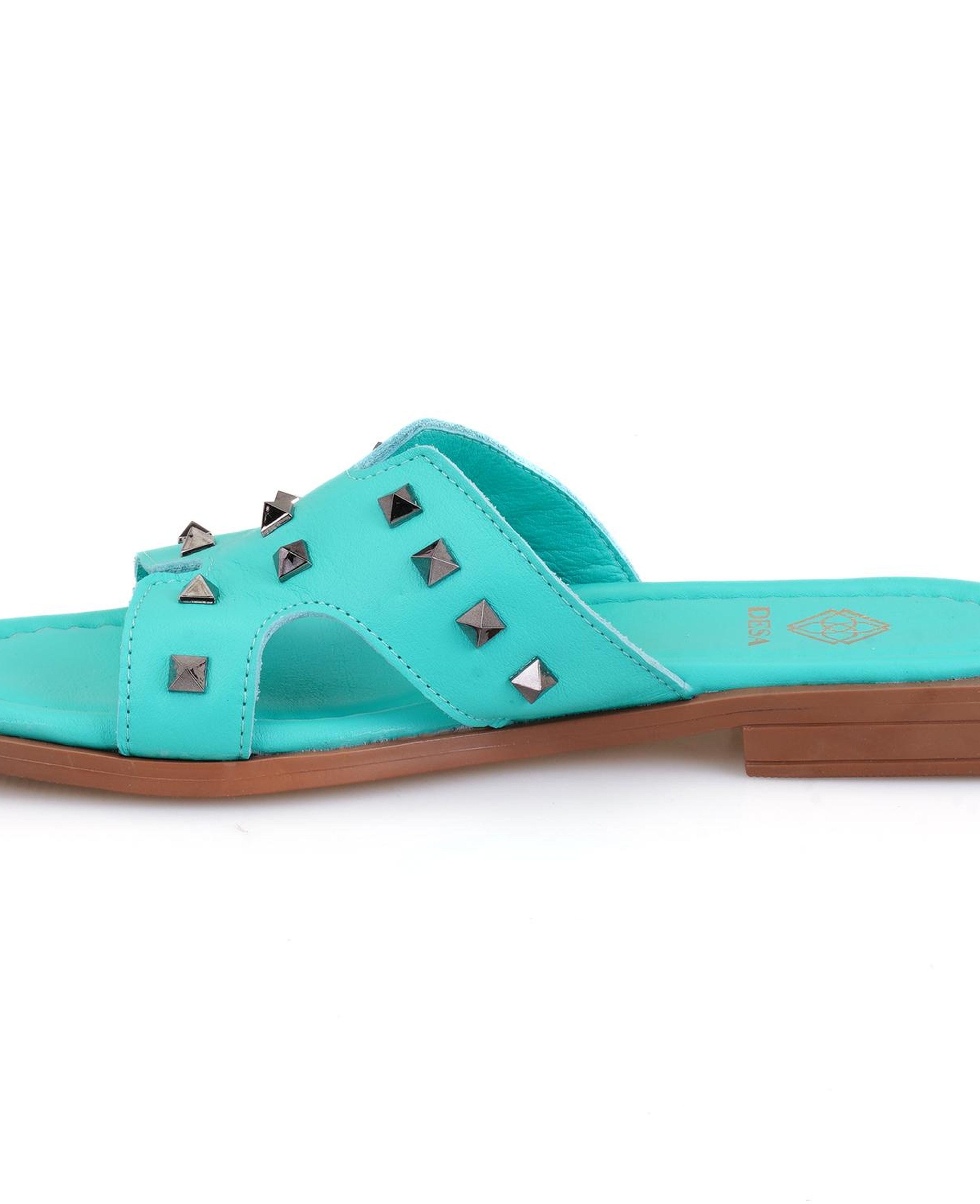 Kadın Turkuaz Deri Terlik