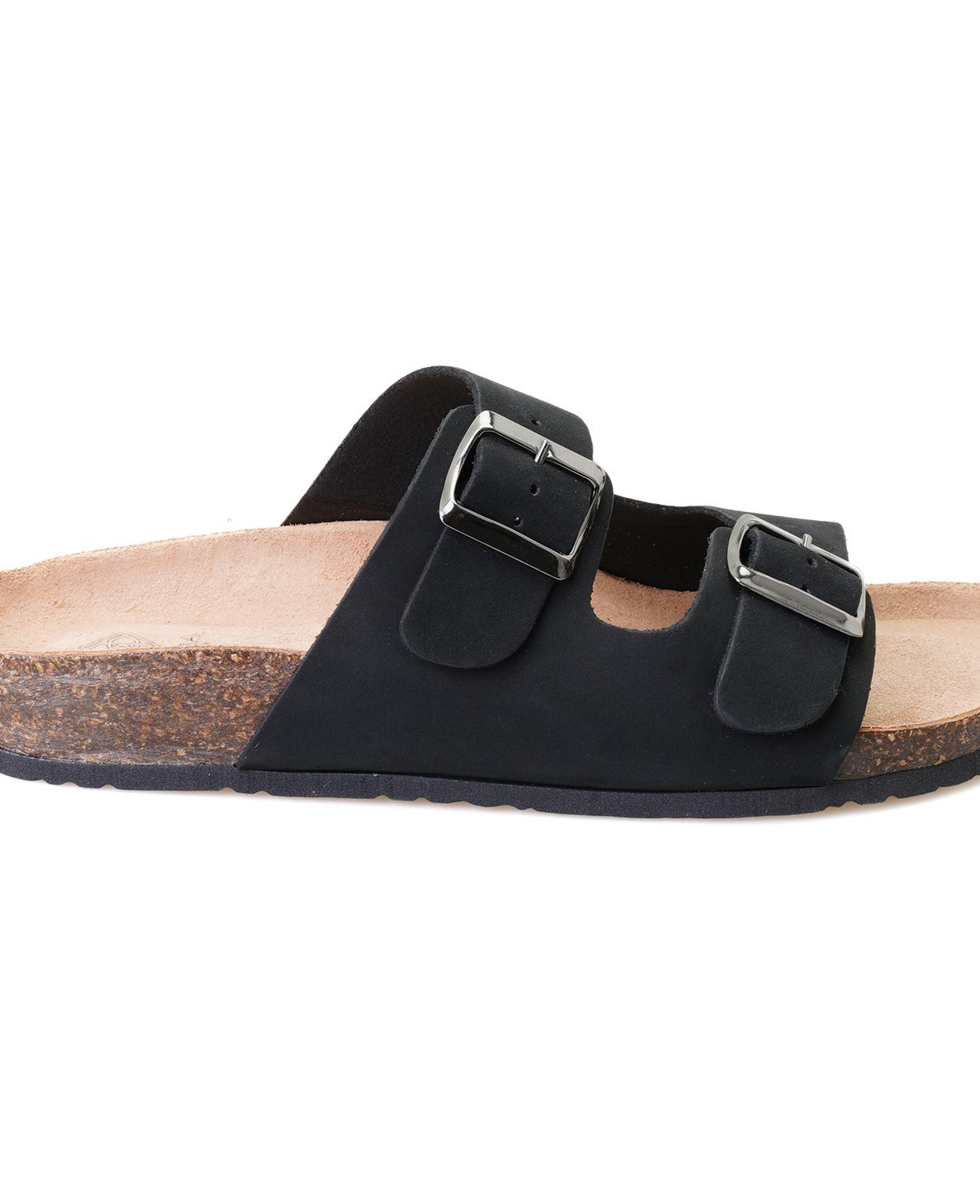 Karina Siyah Erkek Ayarlanabilir Tokalı Nubuk Deri Terlik