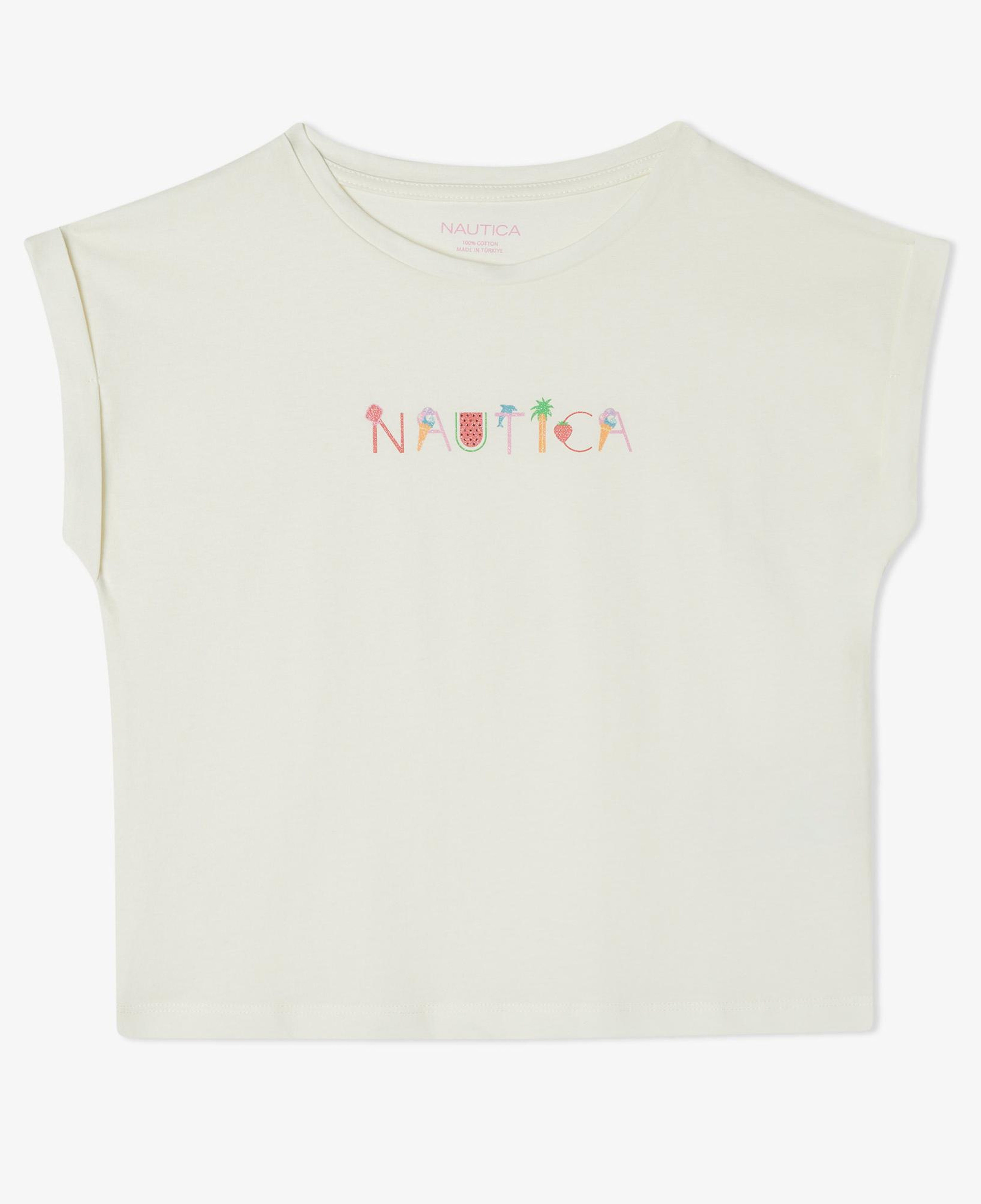 Nautica Kız Çocuk Beyaz Relaxed Fit T-Shirt