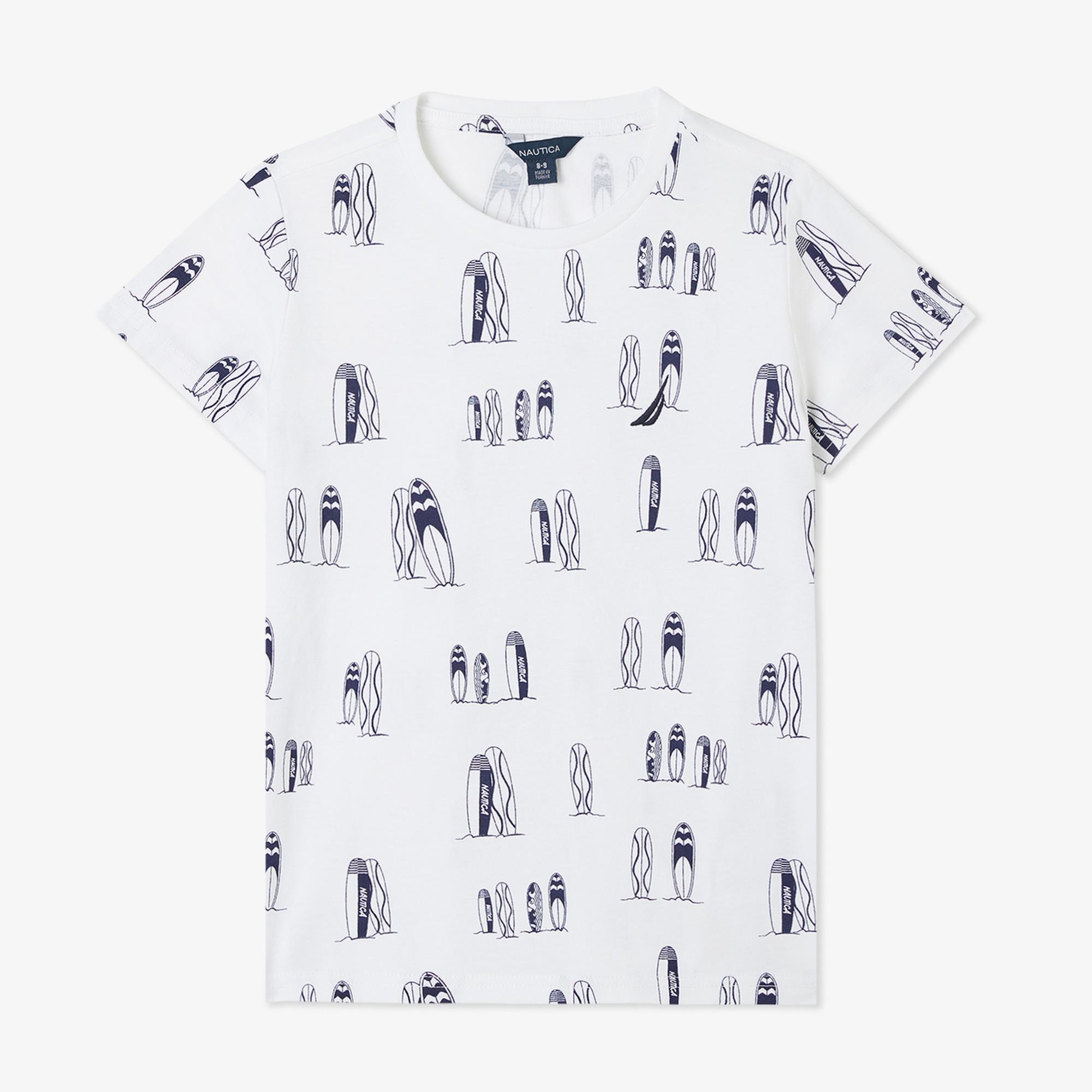 Nautica Erkek Çocuk Beyaz Regular Fit Baskılı T-Shirt