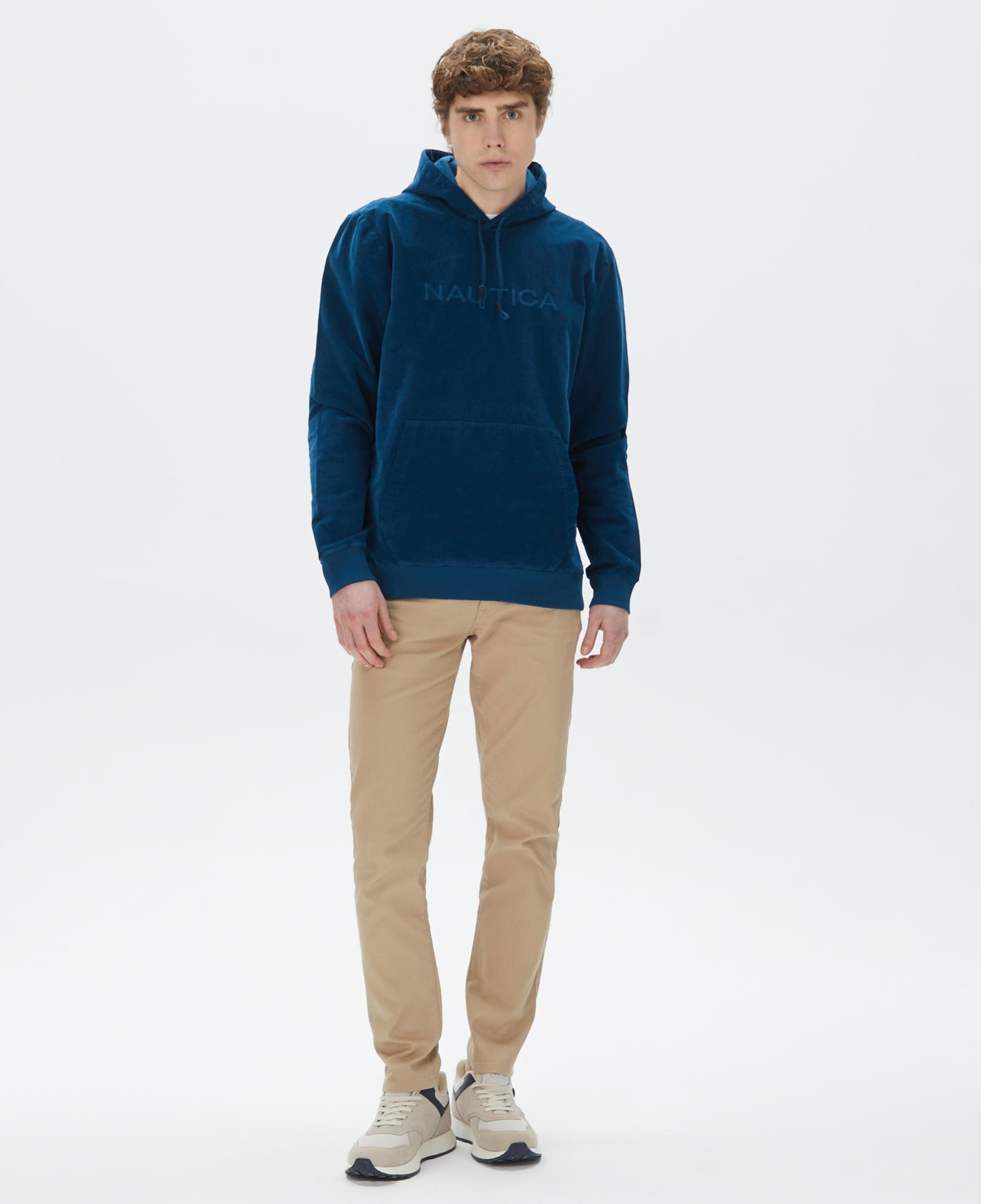 Nautica Erkek Mavi Standart Fit Kapüşonlu Sweatshirt