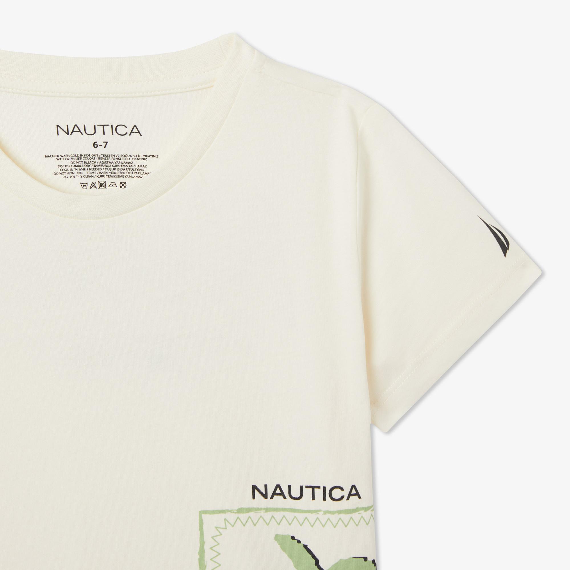 Nautica Erkek Çocuk Krem Rengi Regular Fit Baskılı T-Shirt