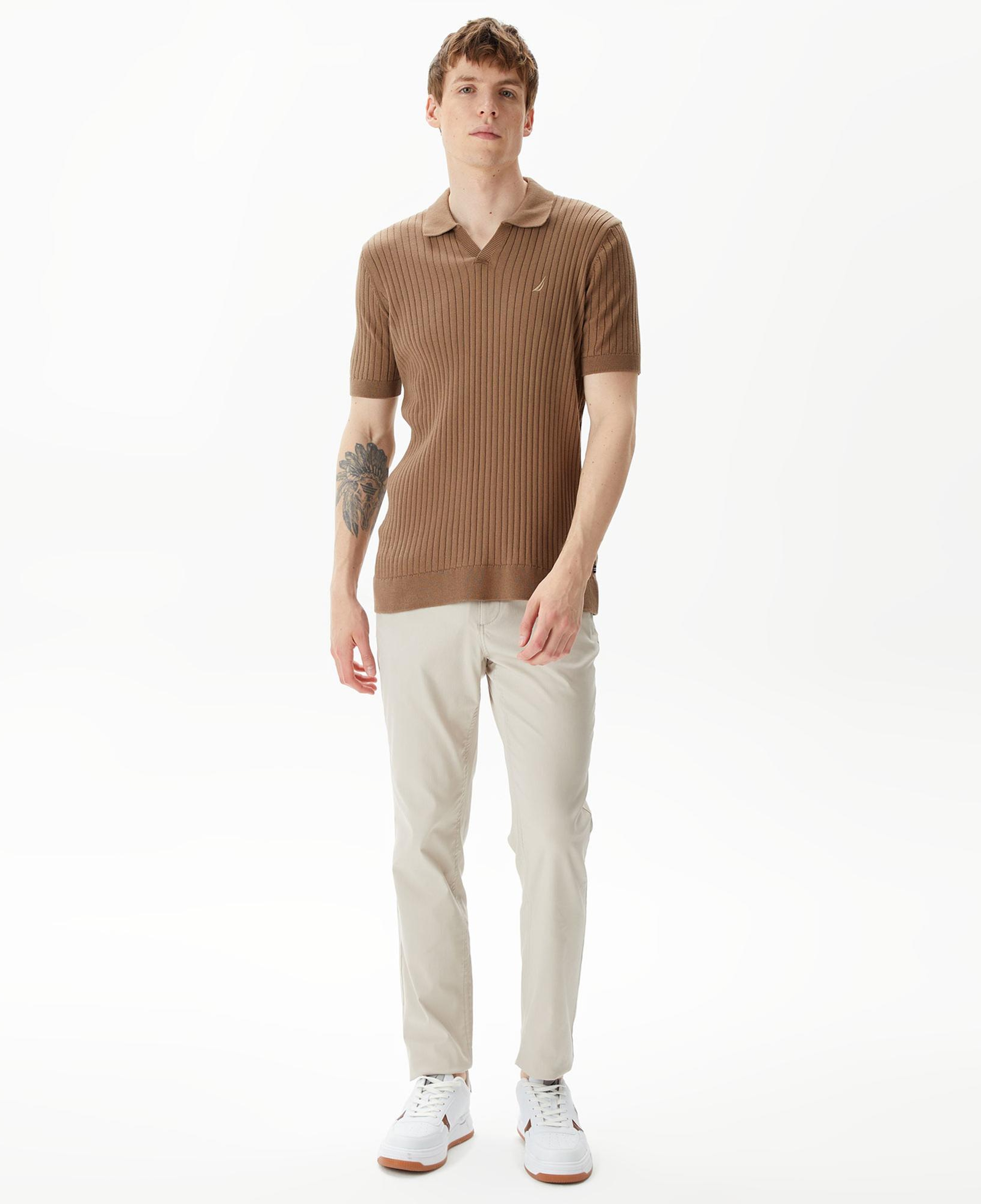 Nautica Erkek Kahverengi Classic Fit Kısa Kollu Kazak