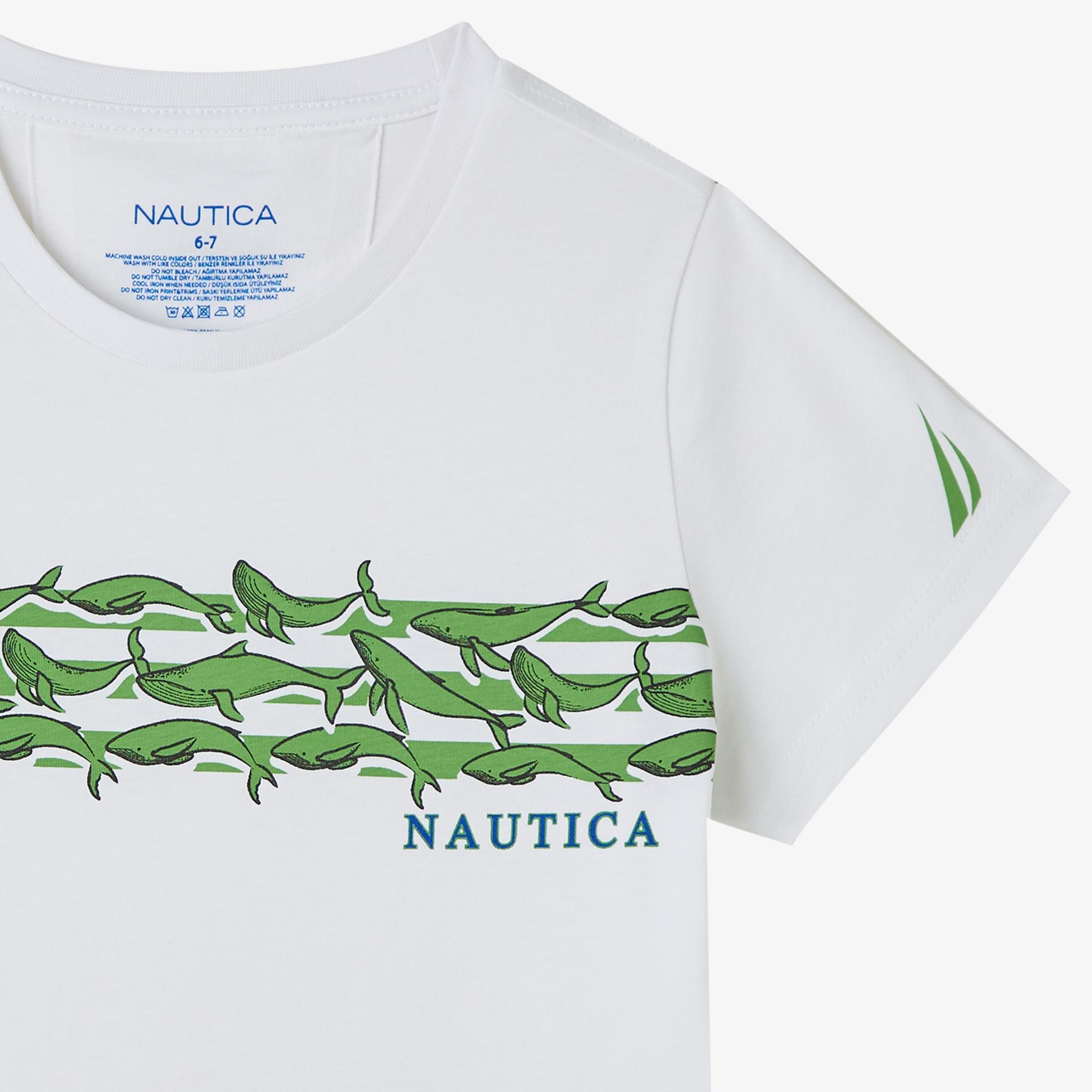 Nautica Erkek Çocuk Beyaz Regular Fit Baskılı T-Shirt