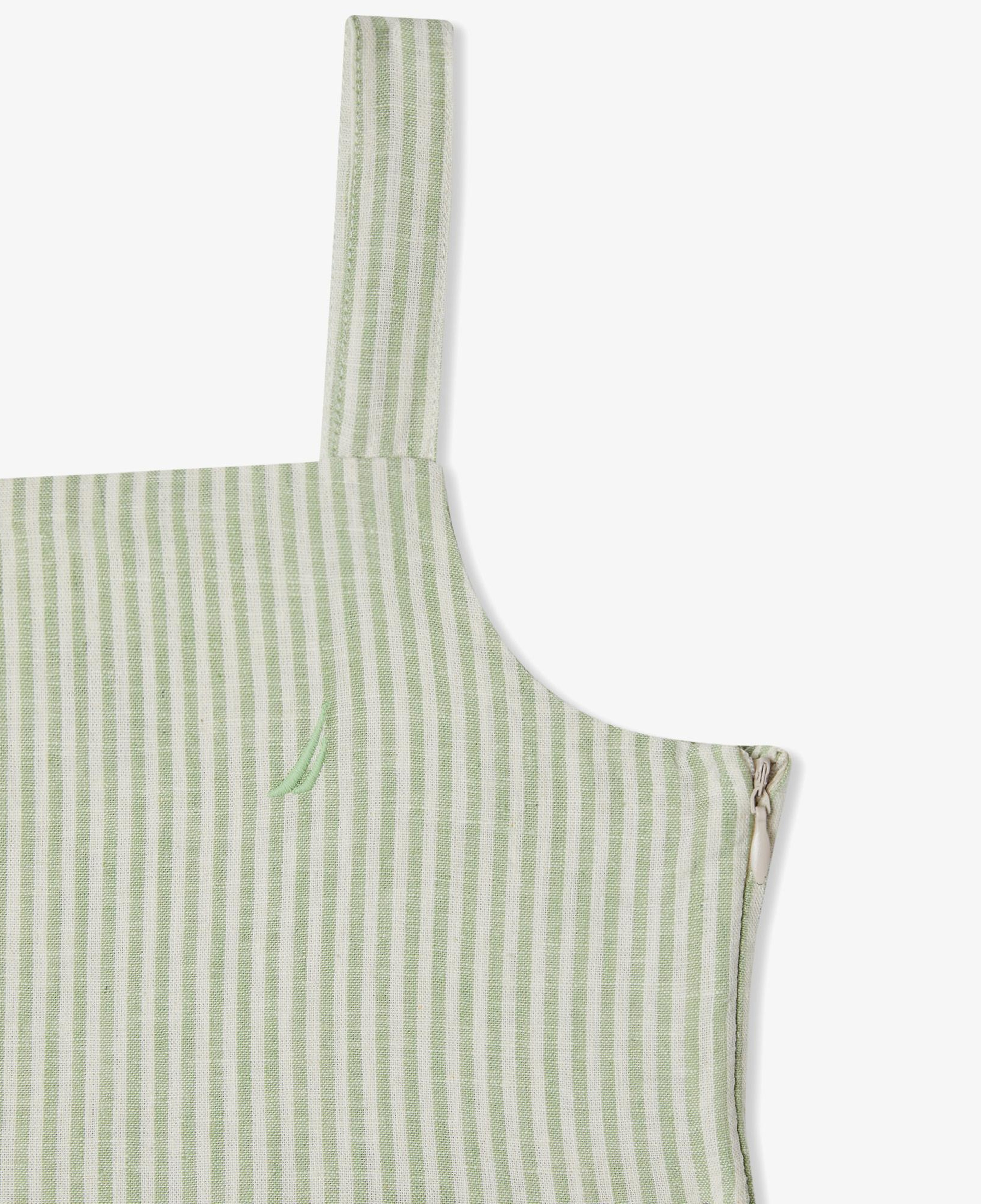 Nautica Kız Çocuk Yeşil Askılı Çizgili Keten Elbise