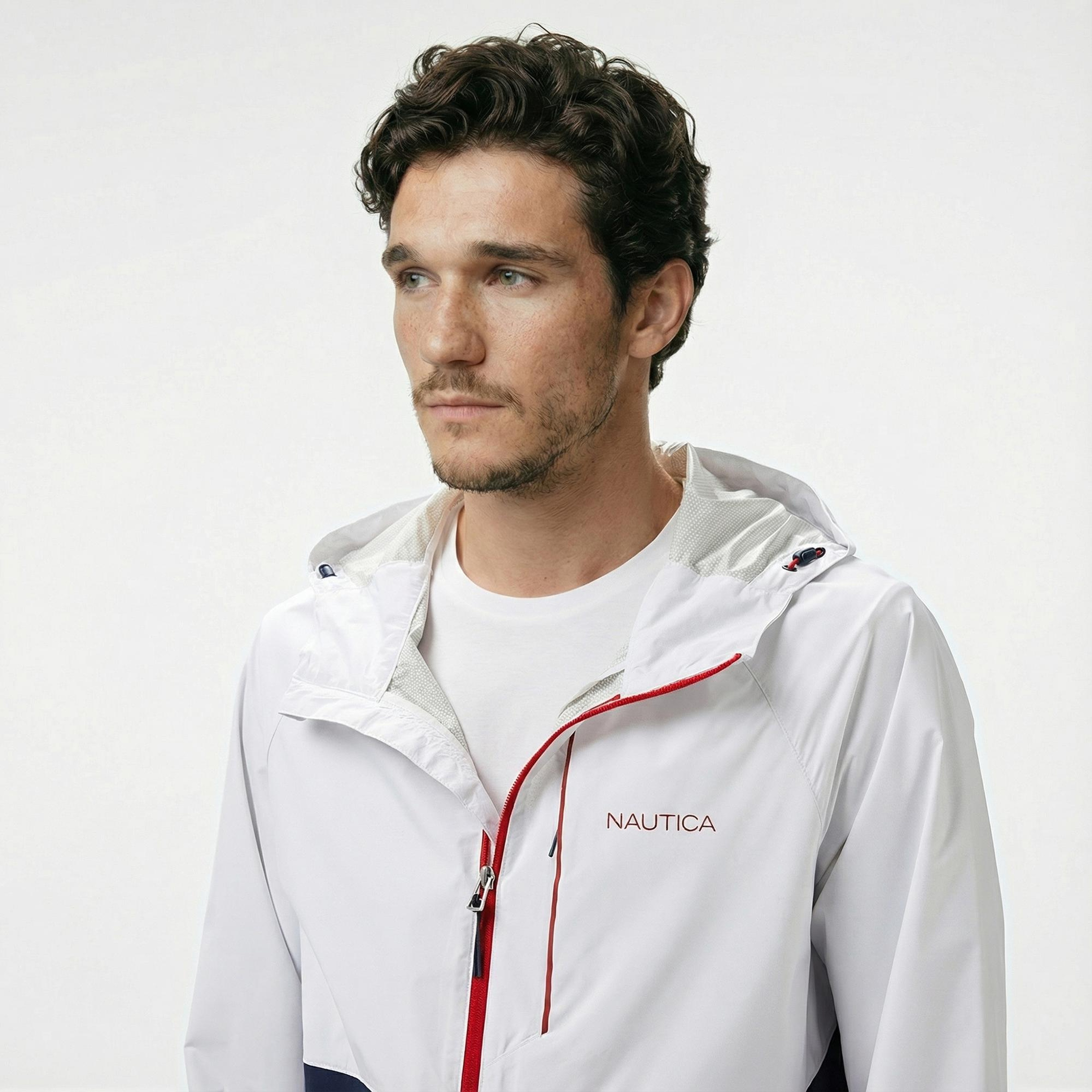 Nautica Erkek Beyaz Regular Fit Dik Yaka Mont