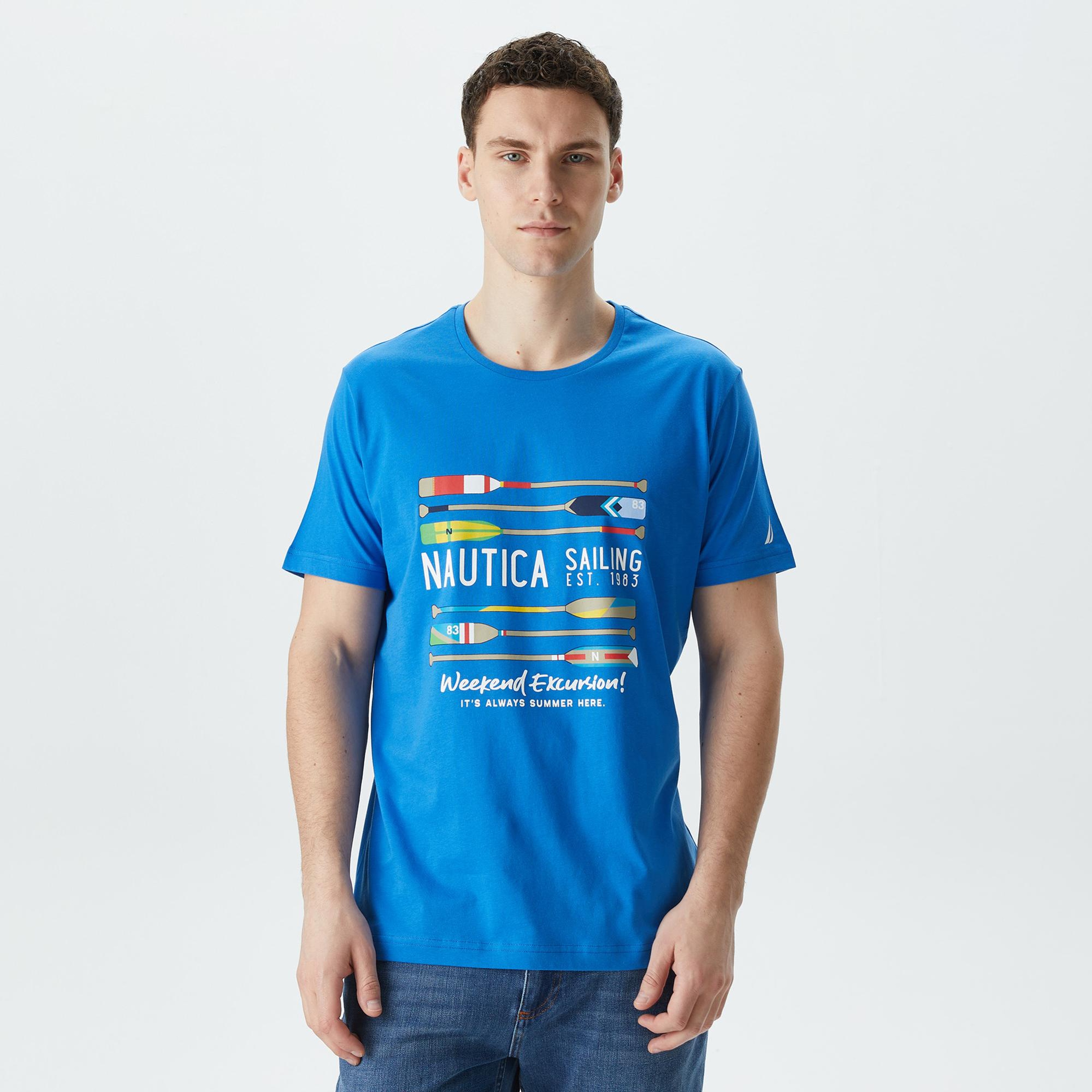 Nautica Erkek Mavi Standart Fit T-Shirt