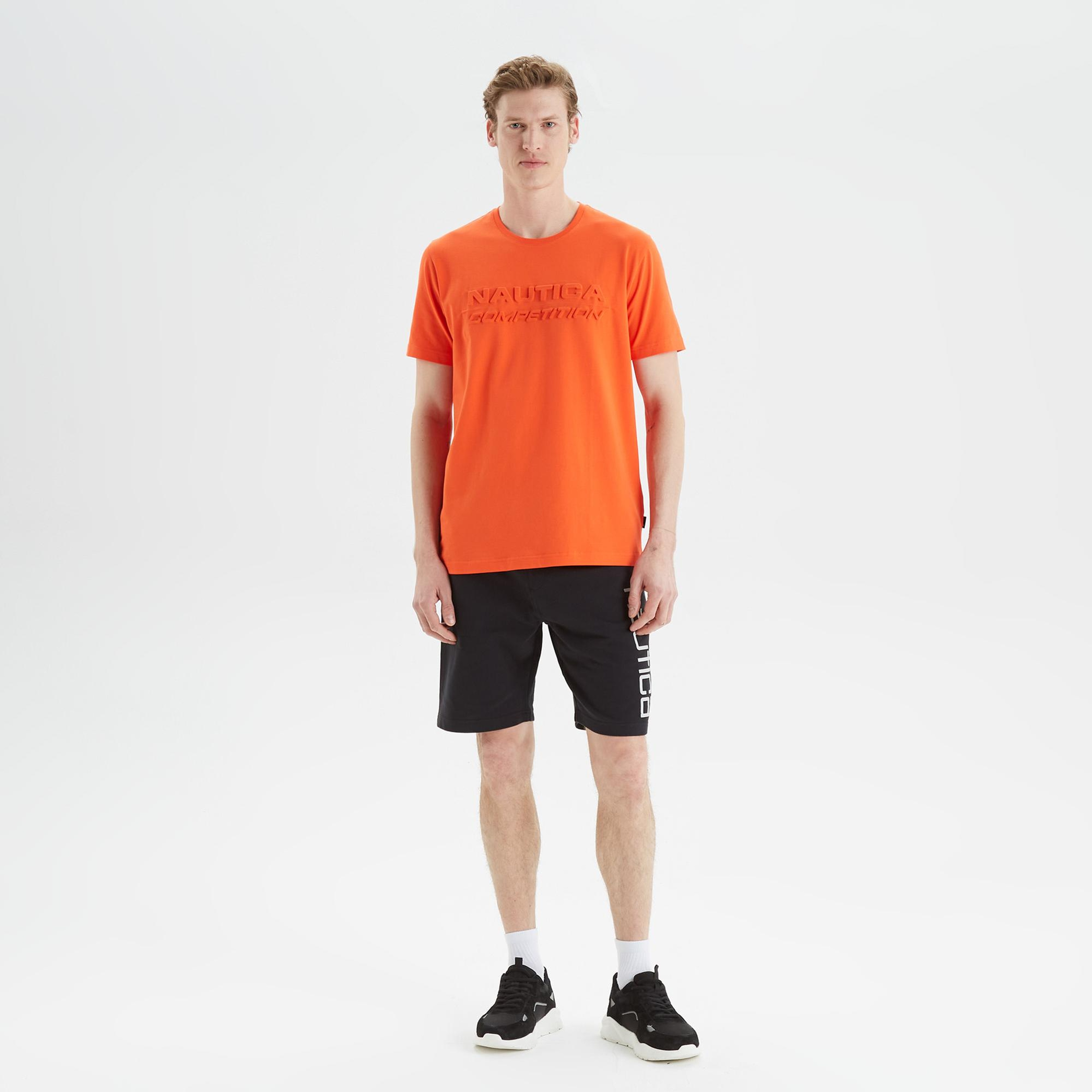 Nautica Erkek Turuncu Standart Fit Baskılı T-Shirt