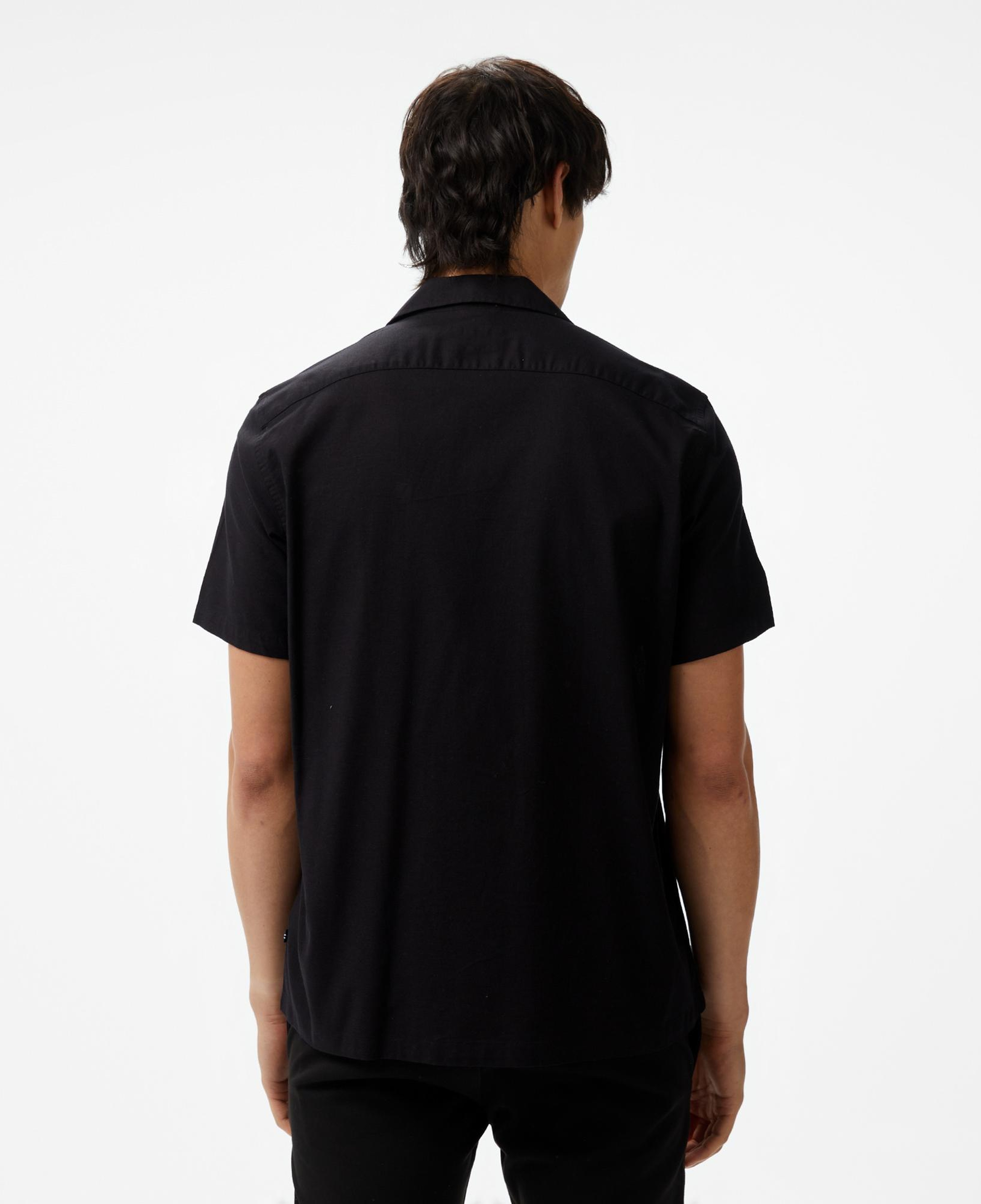 Nautica Erkek Siyah Oversize Kısa Kollu Keten Gömlek