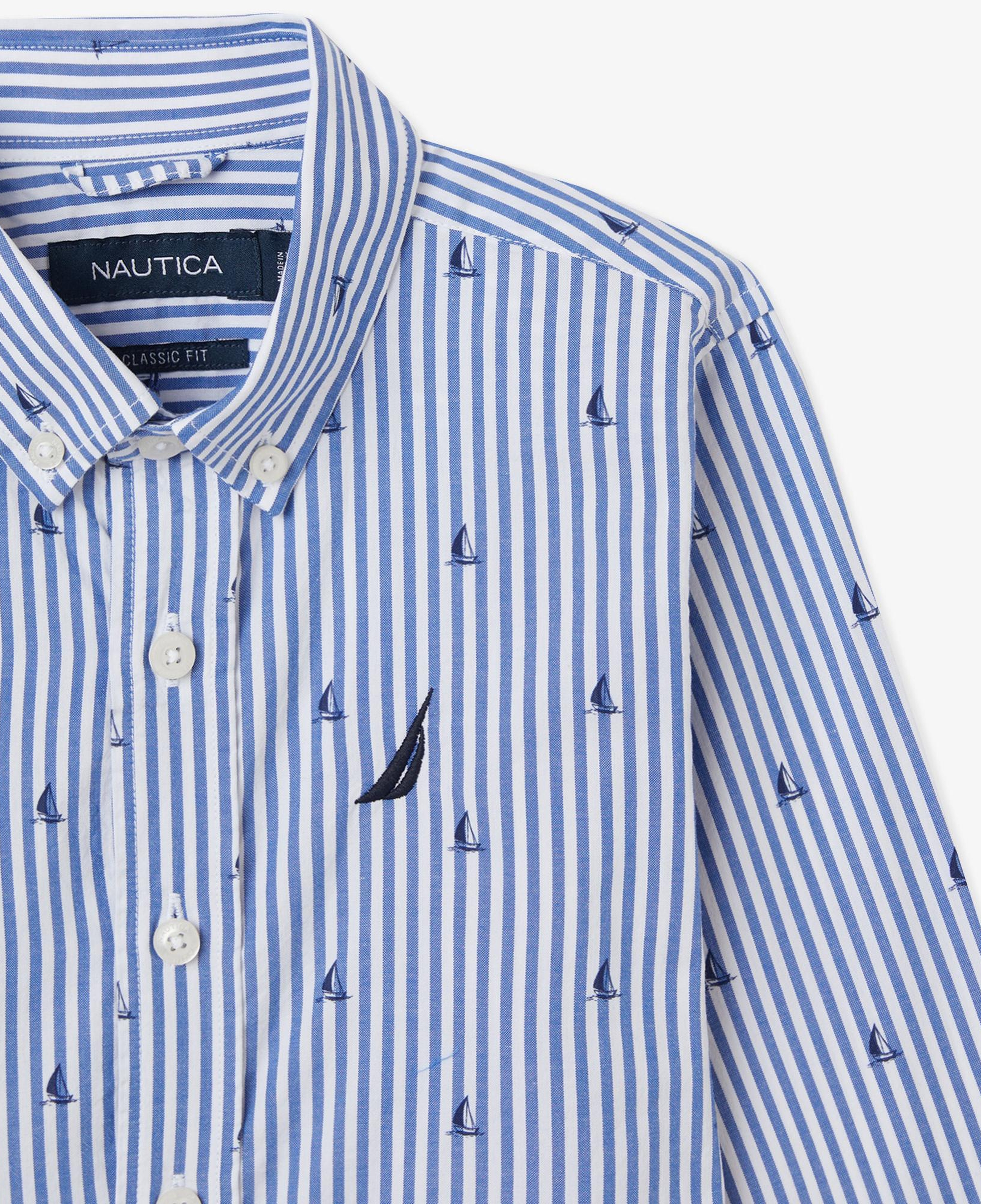 Nautica Erkek Çocuk Mavi Classic Fit Çizgili Gömlek