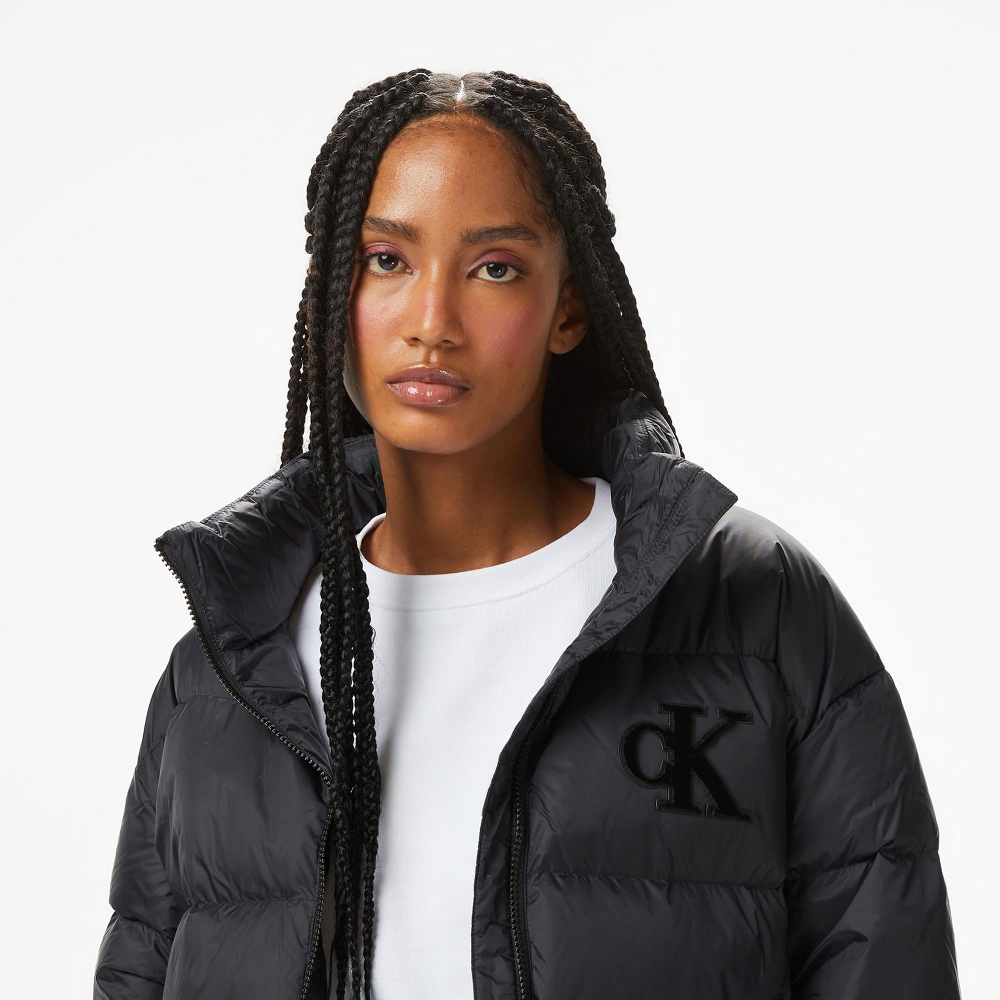 Calvin Klein Graphic Logo Puffer Kadın Siyah Mont