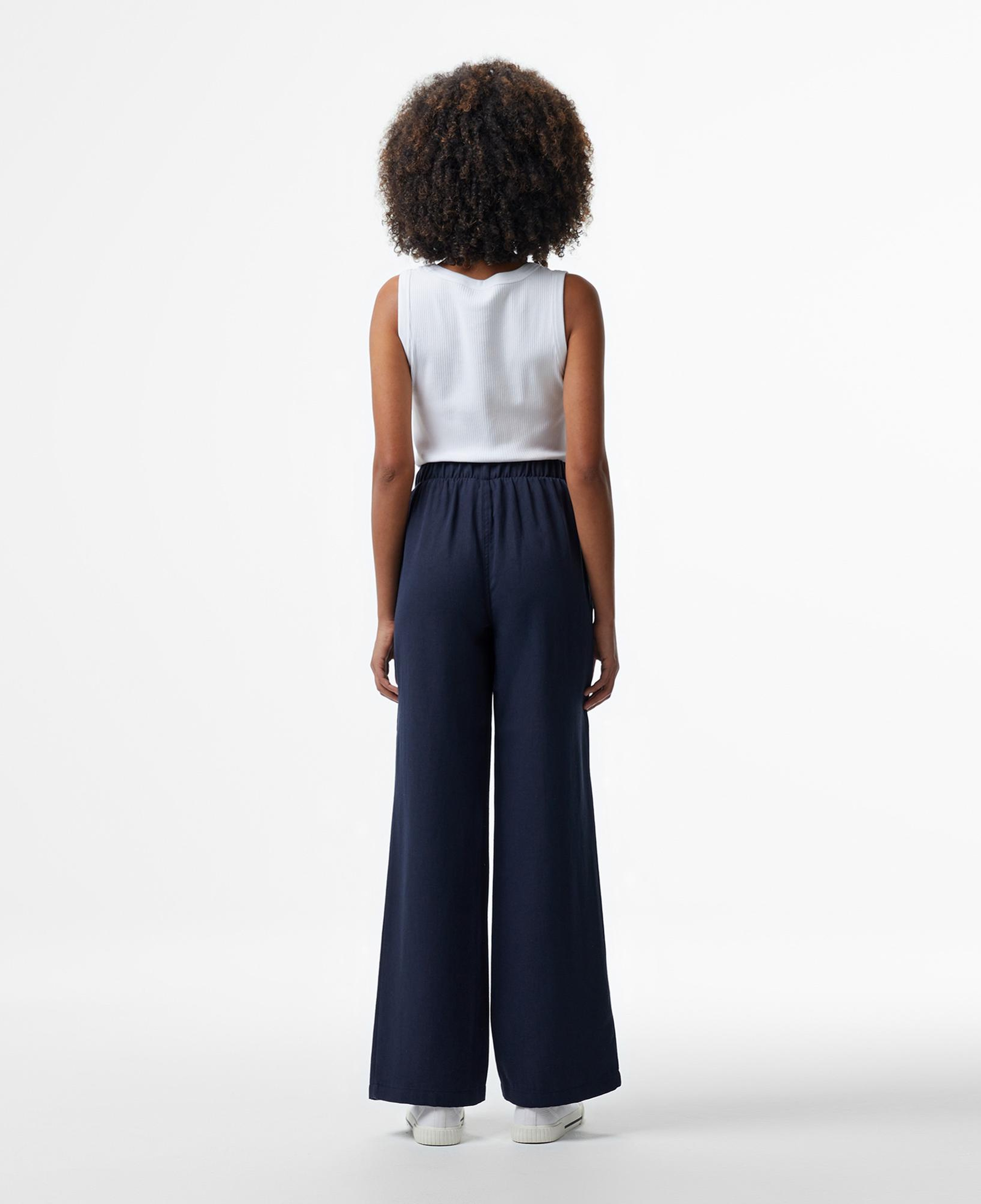 Nautica Kadın Lacivert Regular Fit Keten Karışımlı Pantolon