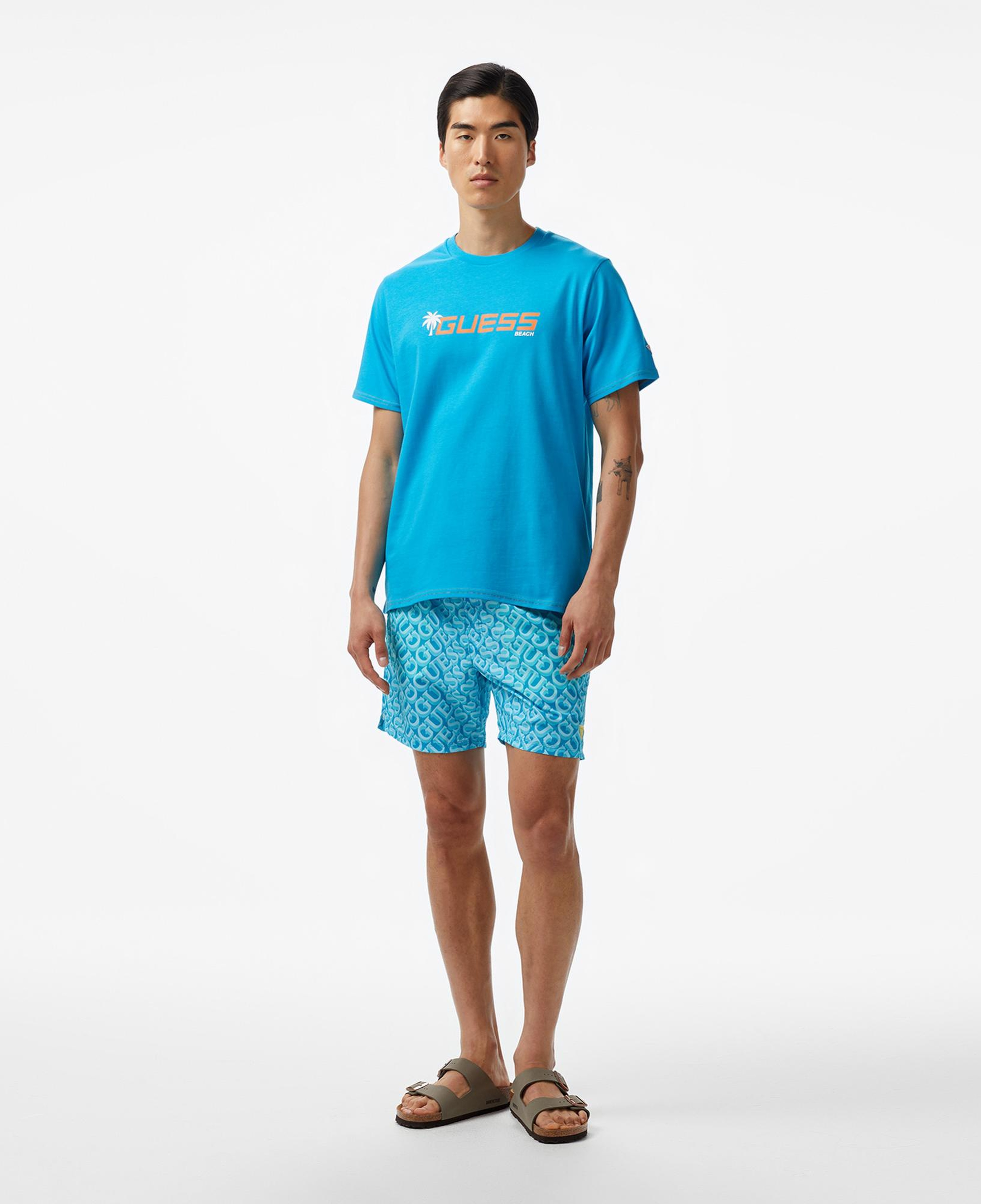 Guess Palm Logo Erkek Mavi T-Shirt