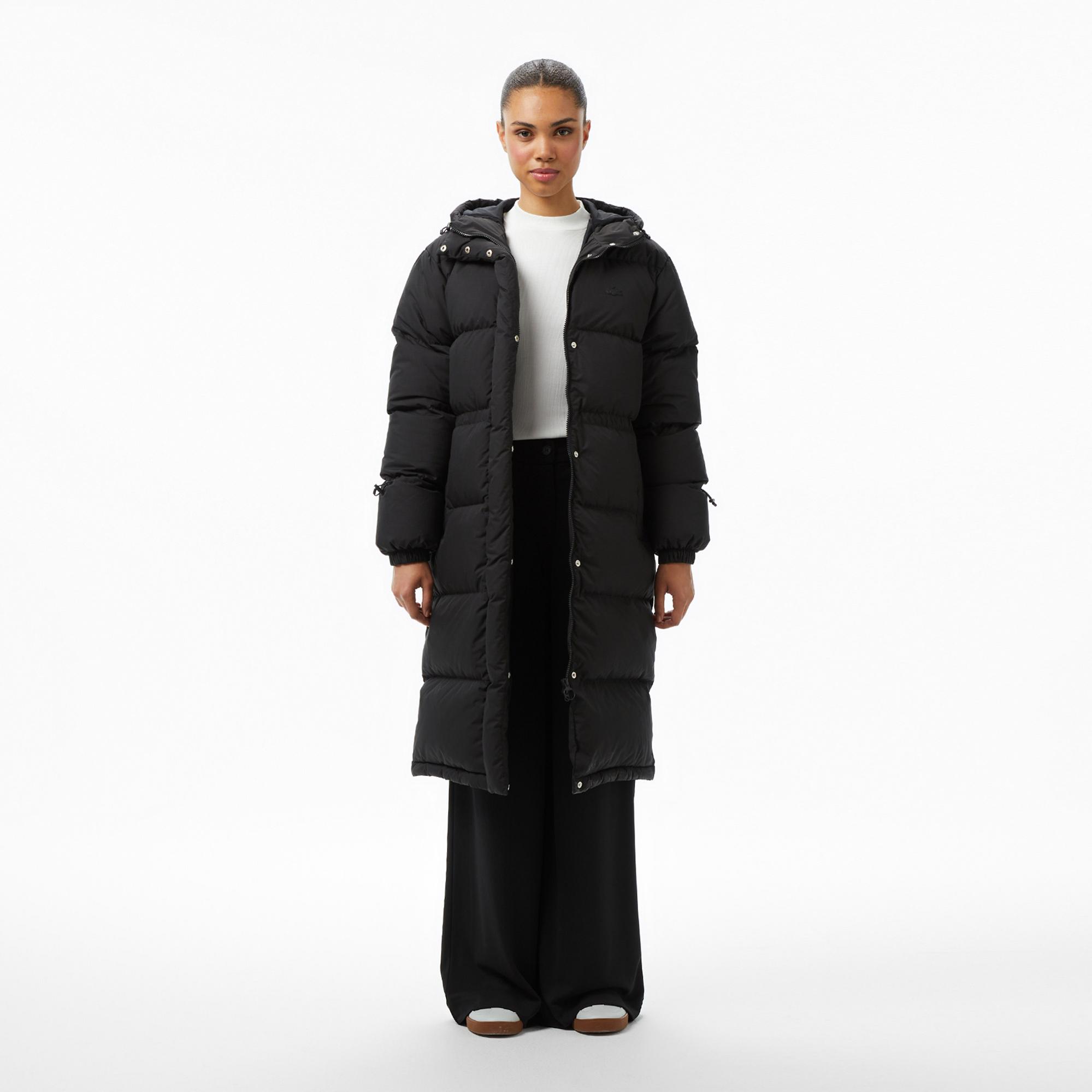 Lacoste Kadın Kapüşonlu Siyah Mont