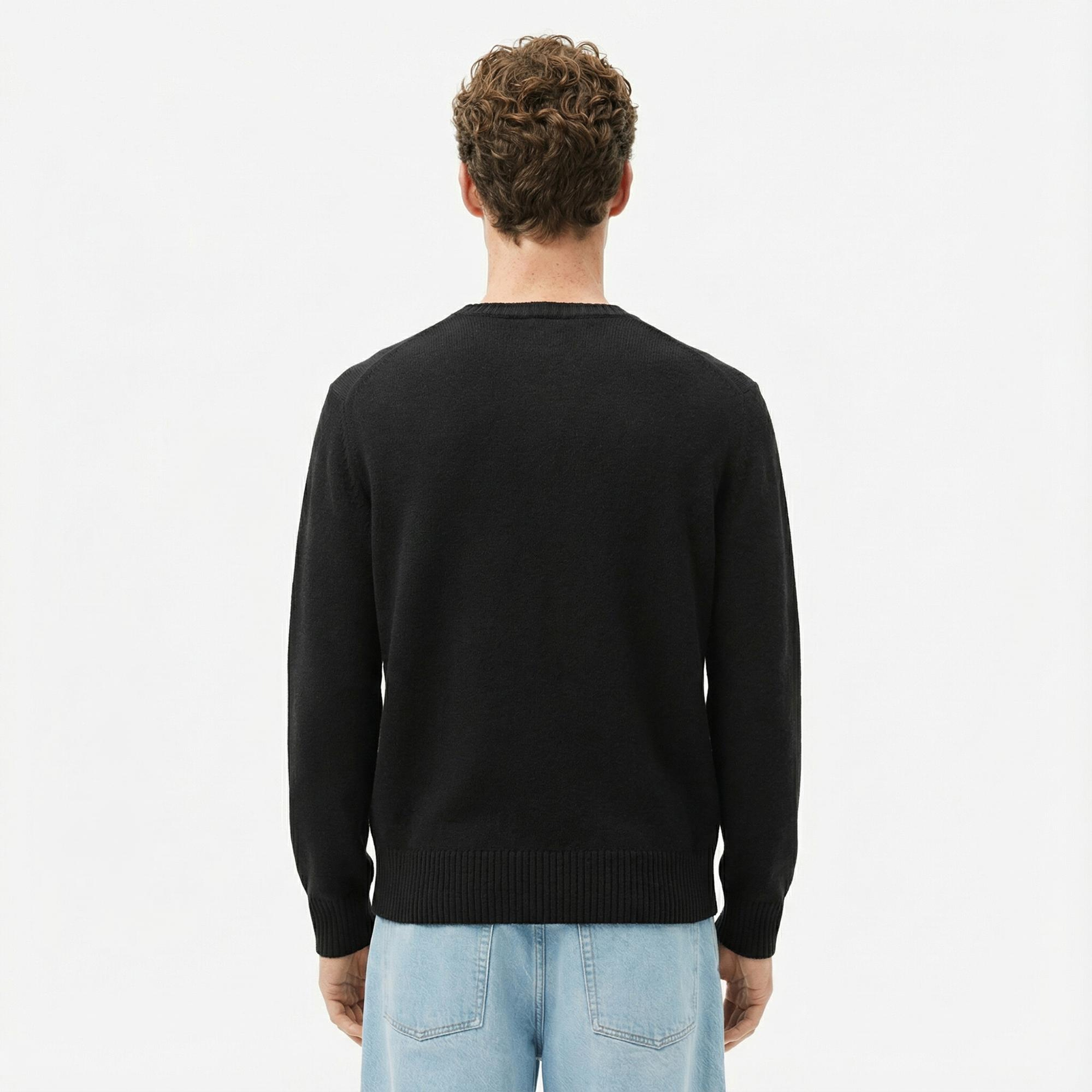 Lacoste Erkek Classic Fit Bisiklet Yaka Siyah Kazak