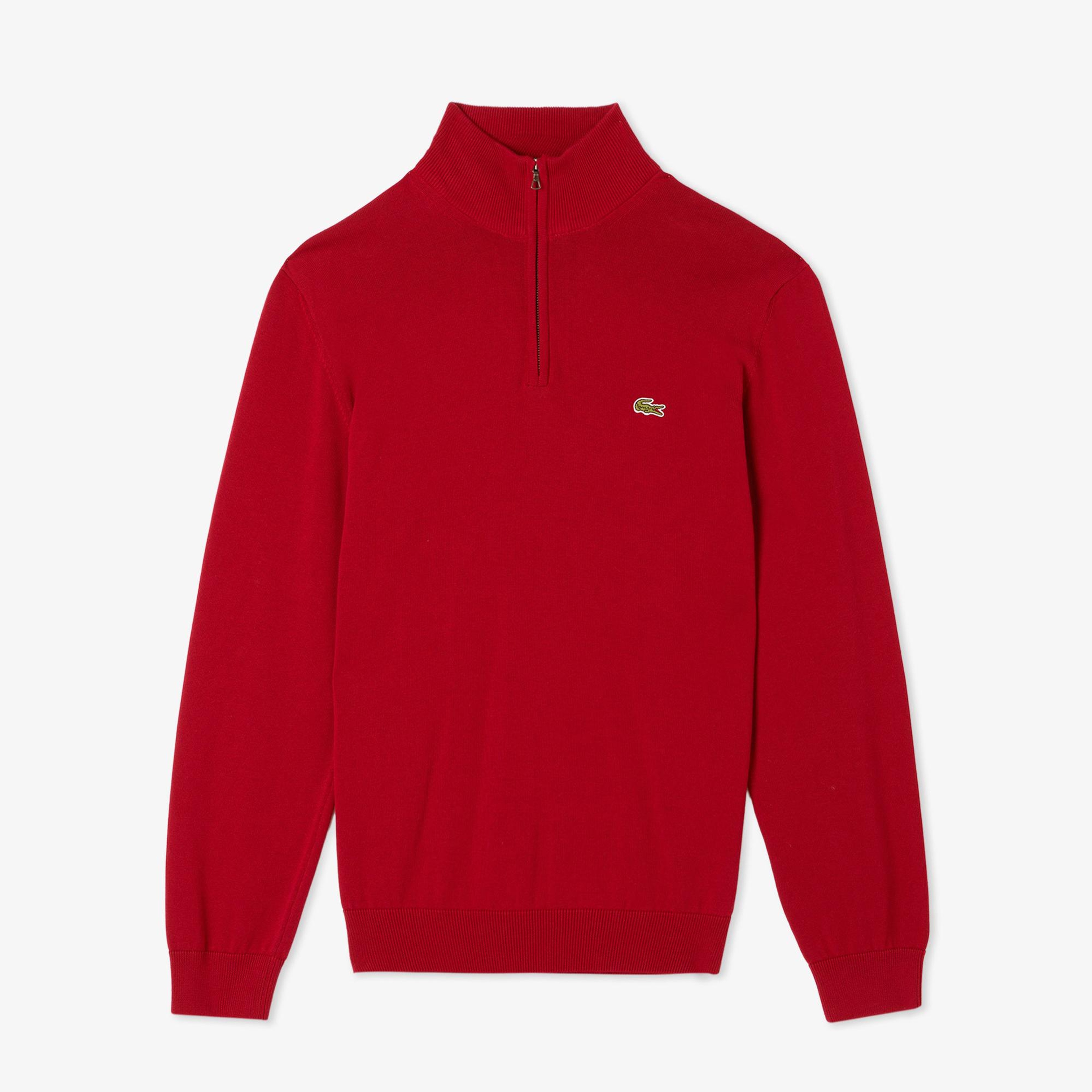 Lacoste Erkek Regular Fit Yarım Fermuarlı Kırmızı Kazak