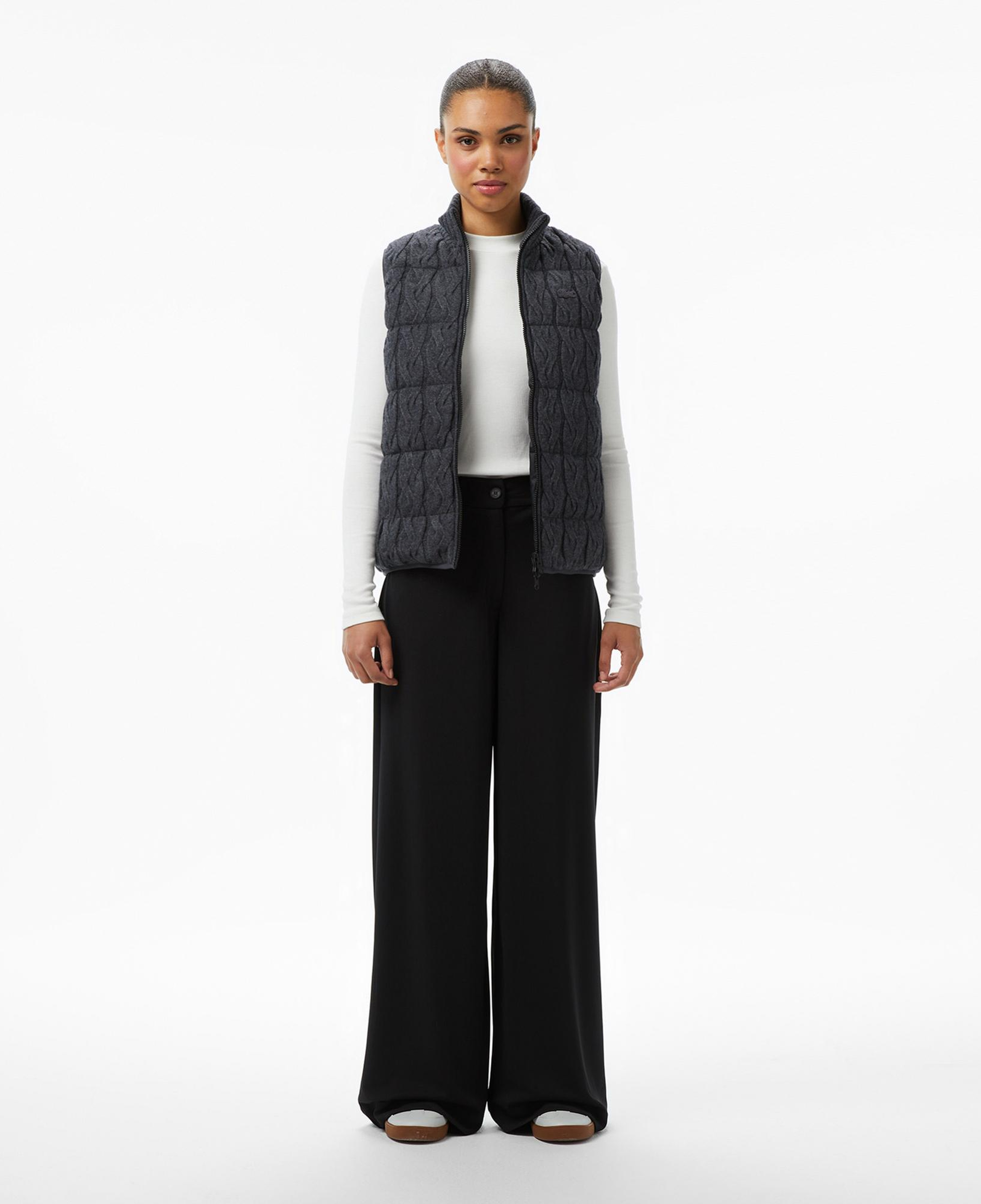 Lacoste Kadın Regular Fit Dik Yaka Kapitone Koyu Gri Yelek