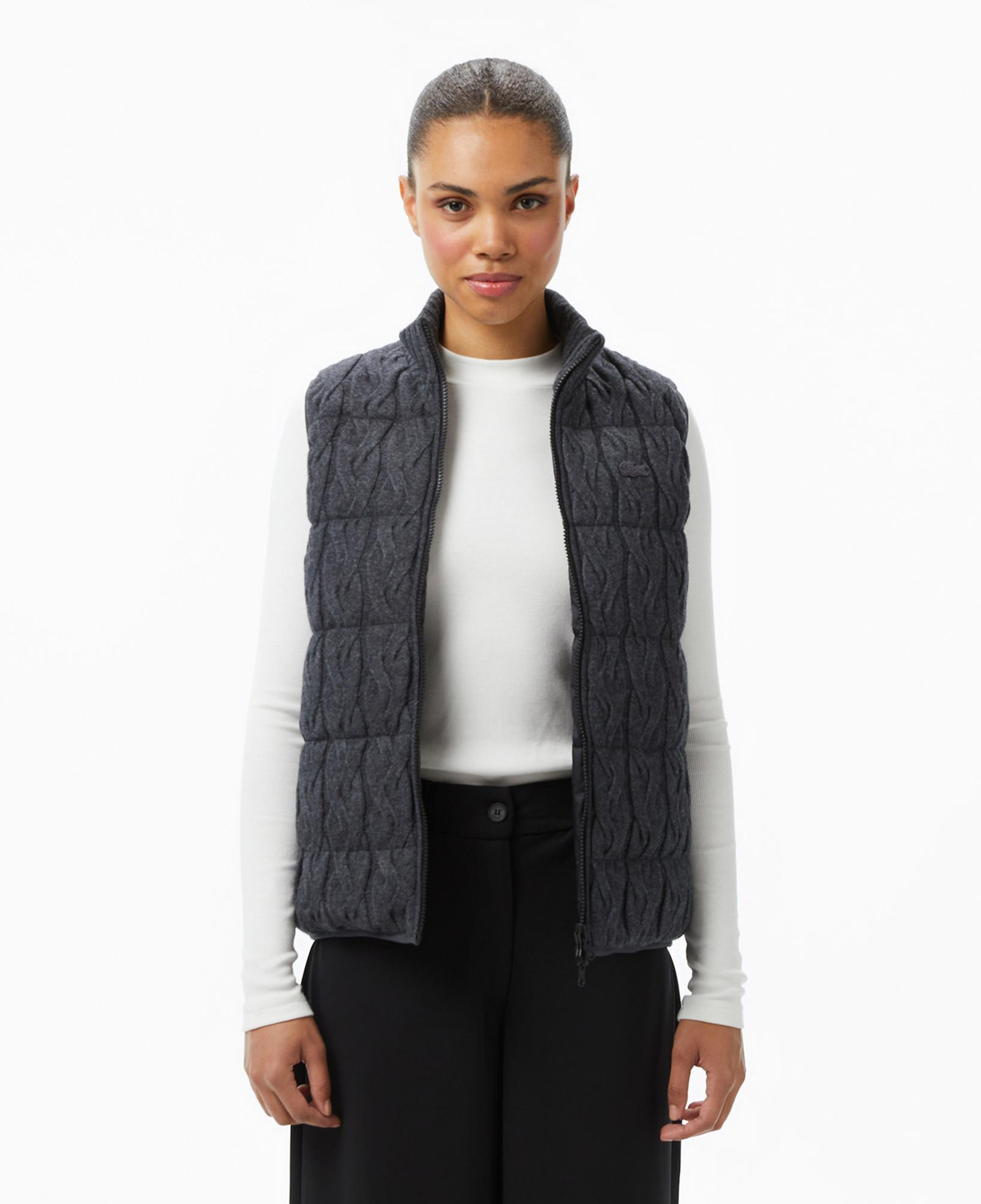 Lacoste Kadın Regular Fit Dik Yaka Kapitone Koyu Gri Yelek