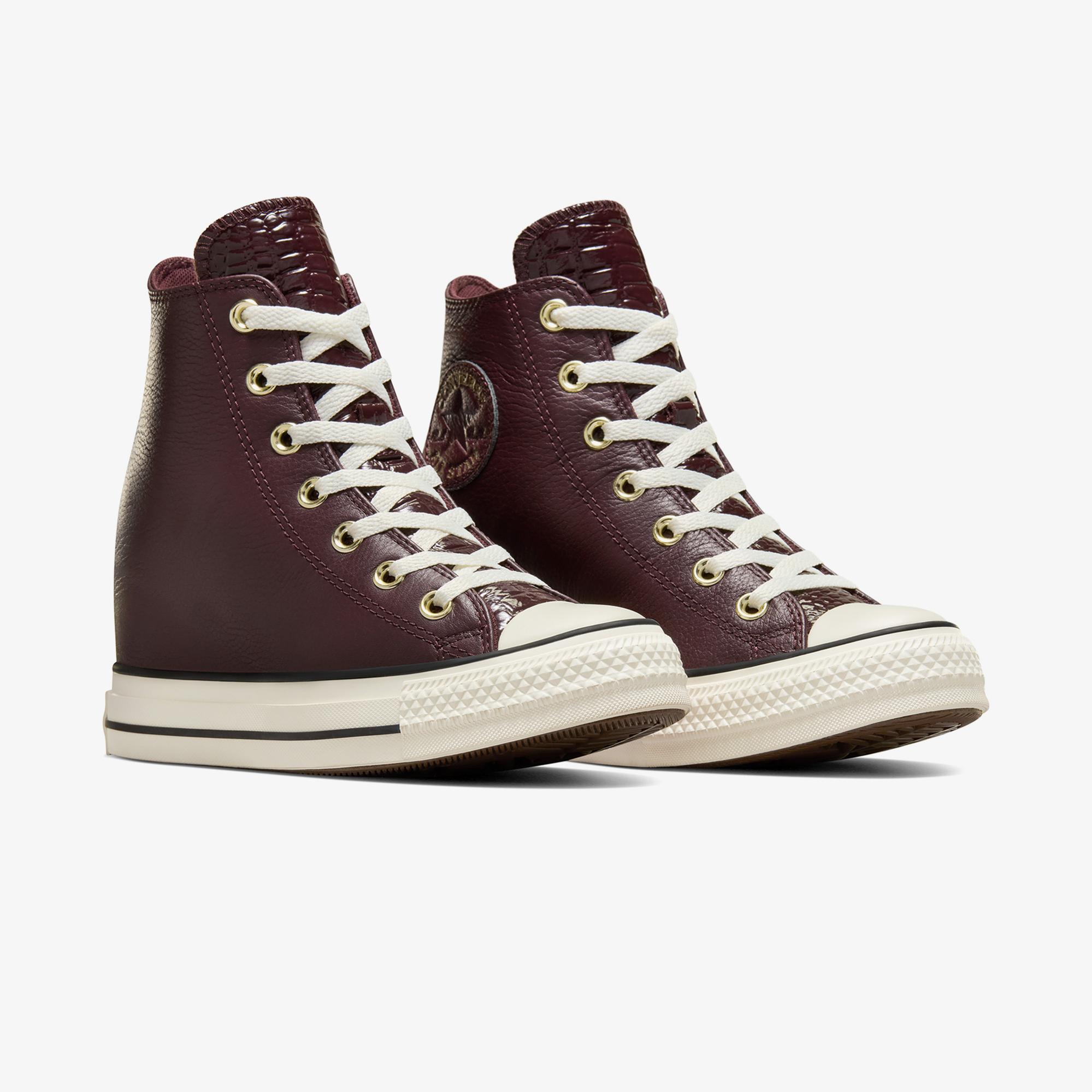 Converse Chuck Taylor All Star Wedge Unisex Bordo Deri Platform Sneaker