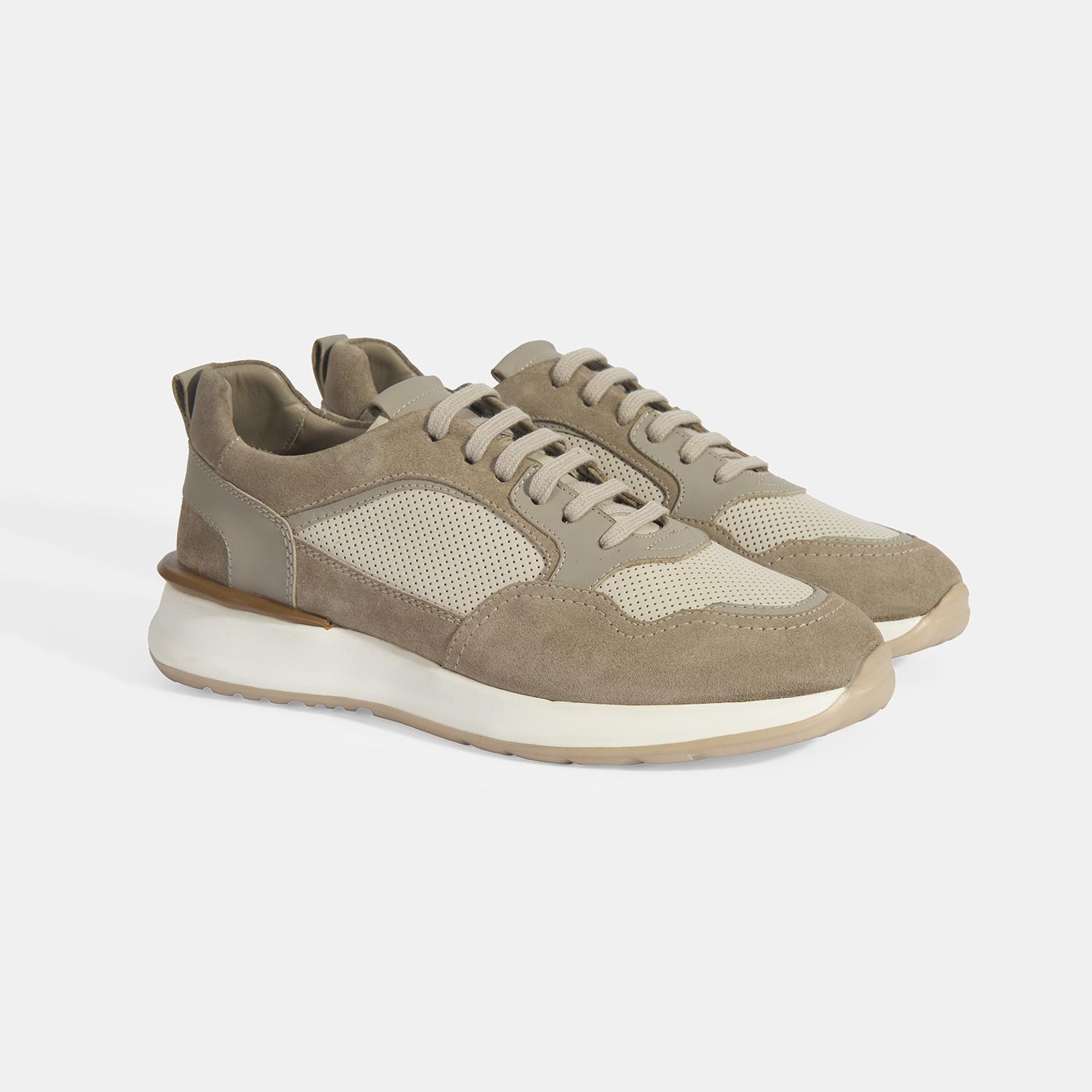 Erkek Gri Bağcıklı Deri Günlük Ayakkabı