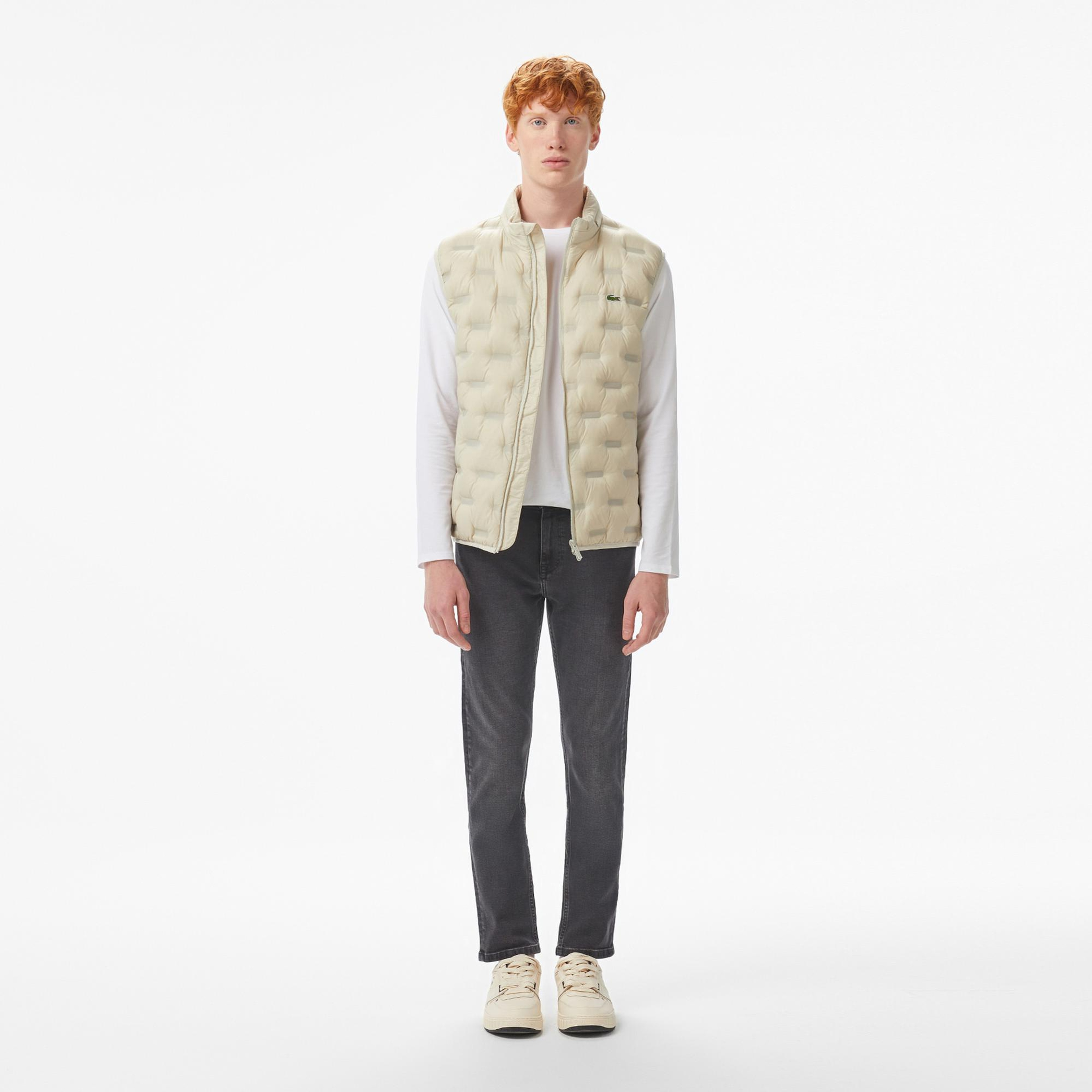 Lacoste Erkek Dik Yaka Kapitone Açık Gri Yelek