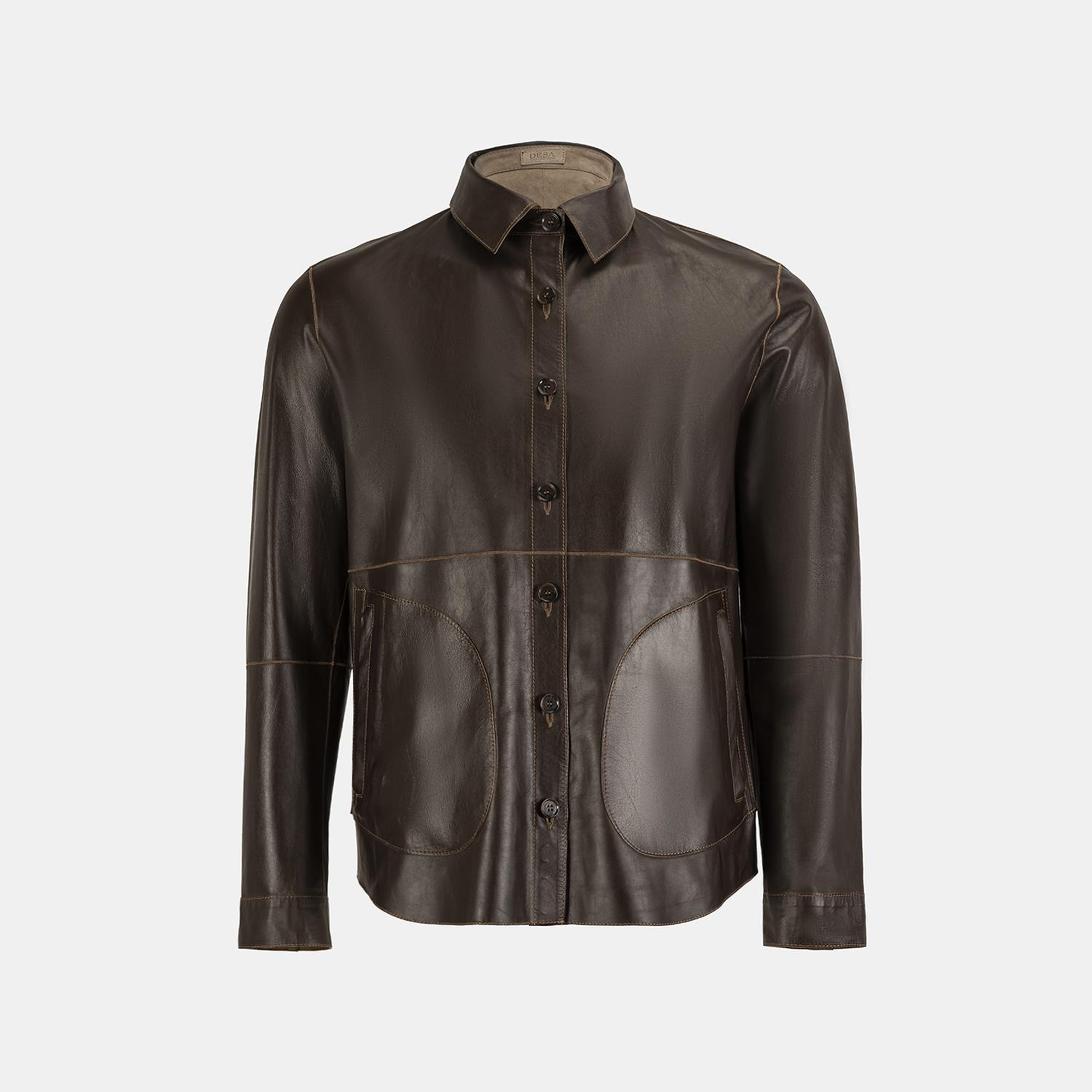 Erkek Taba / Kahve Çift Taraflı Deri Gömlek Ceket